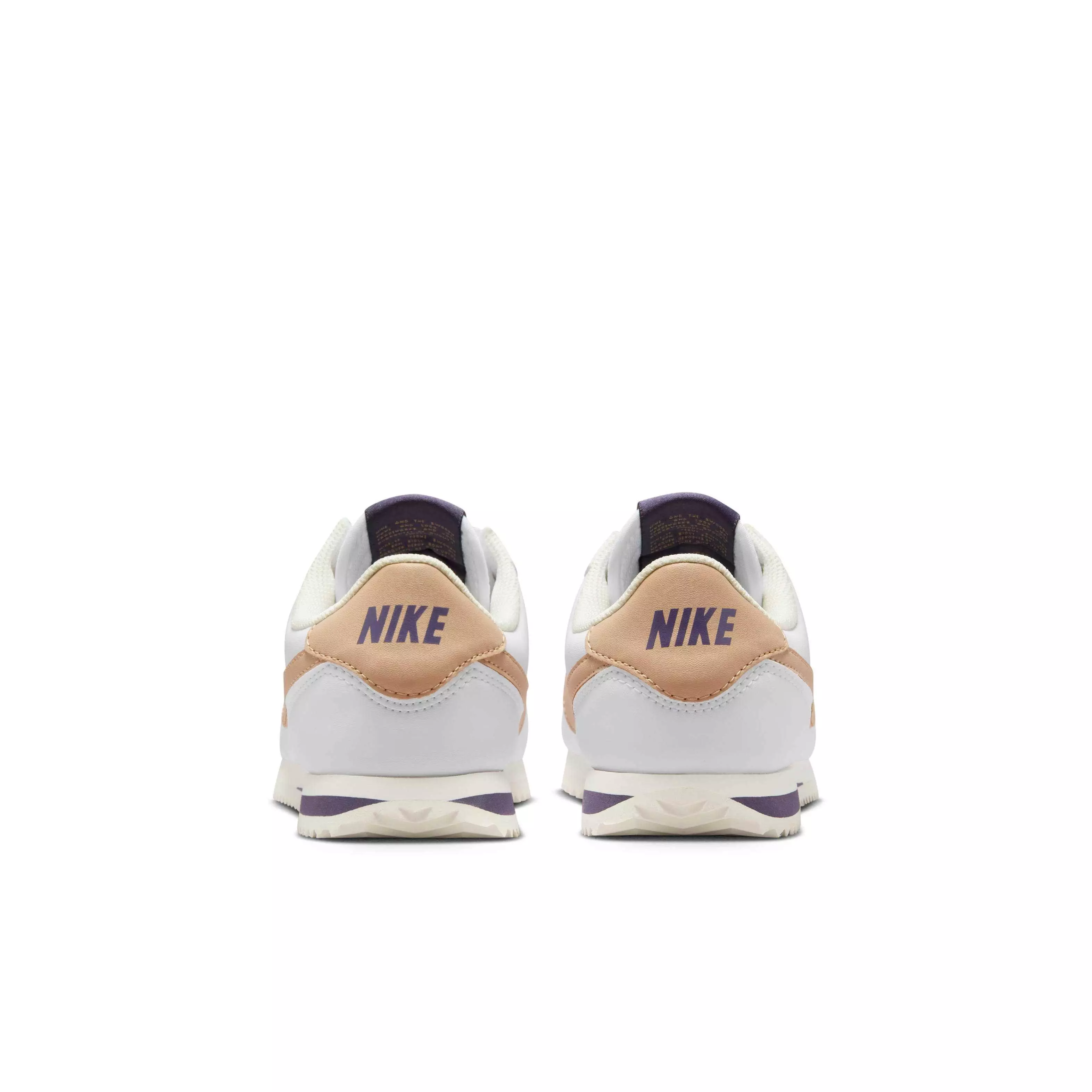 Nike Cortez "White/Dark Raisin/Pale Ivory/Hemp" Grade School Girls' Shoe - WHITE/DK RAISIN/IVORY/HEMP