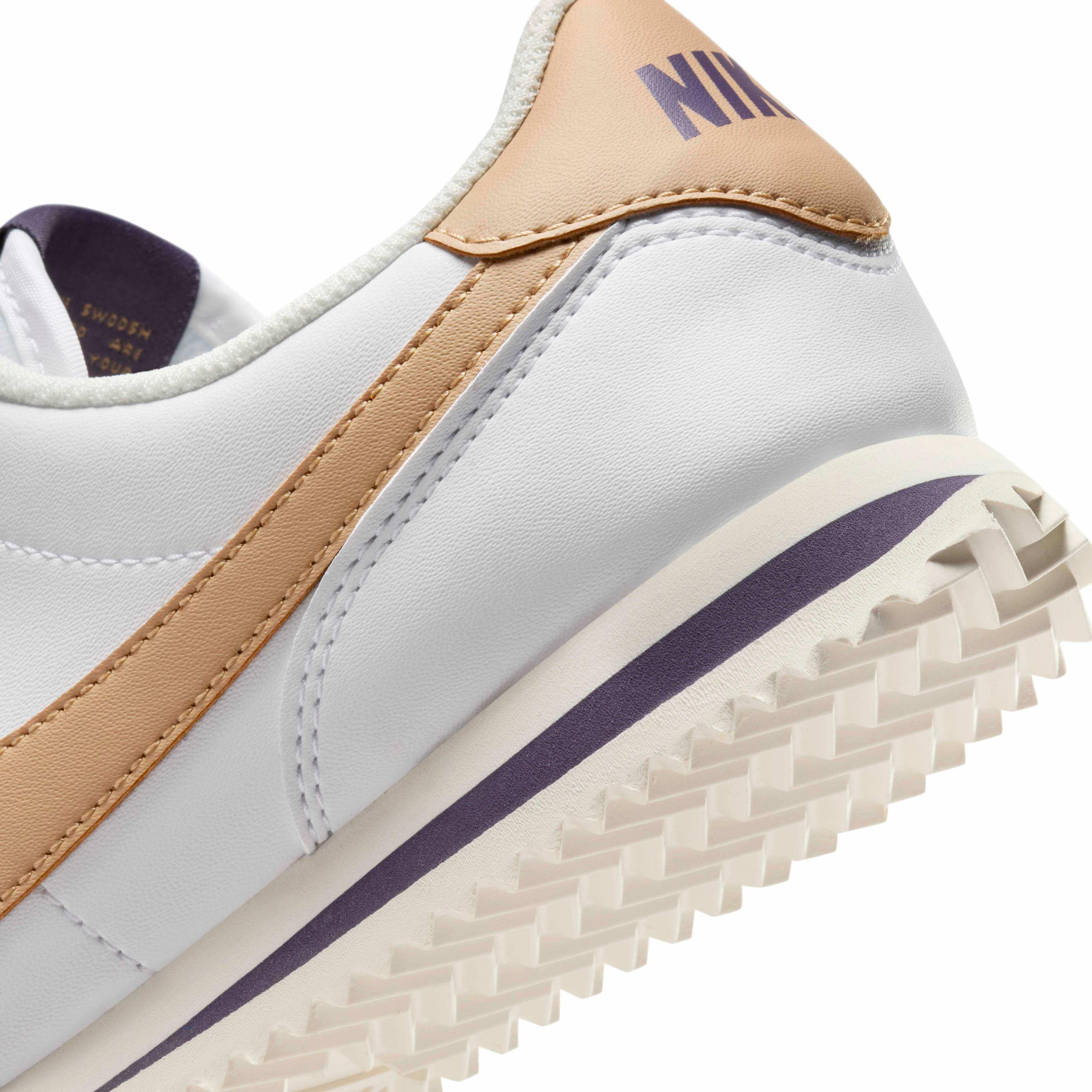 Nike Cortez Grade School Girls' "White/Dark Raisin/Pale Ivory/Hemp" Shoe