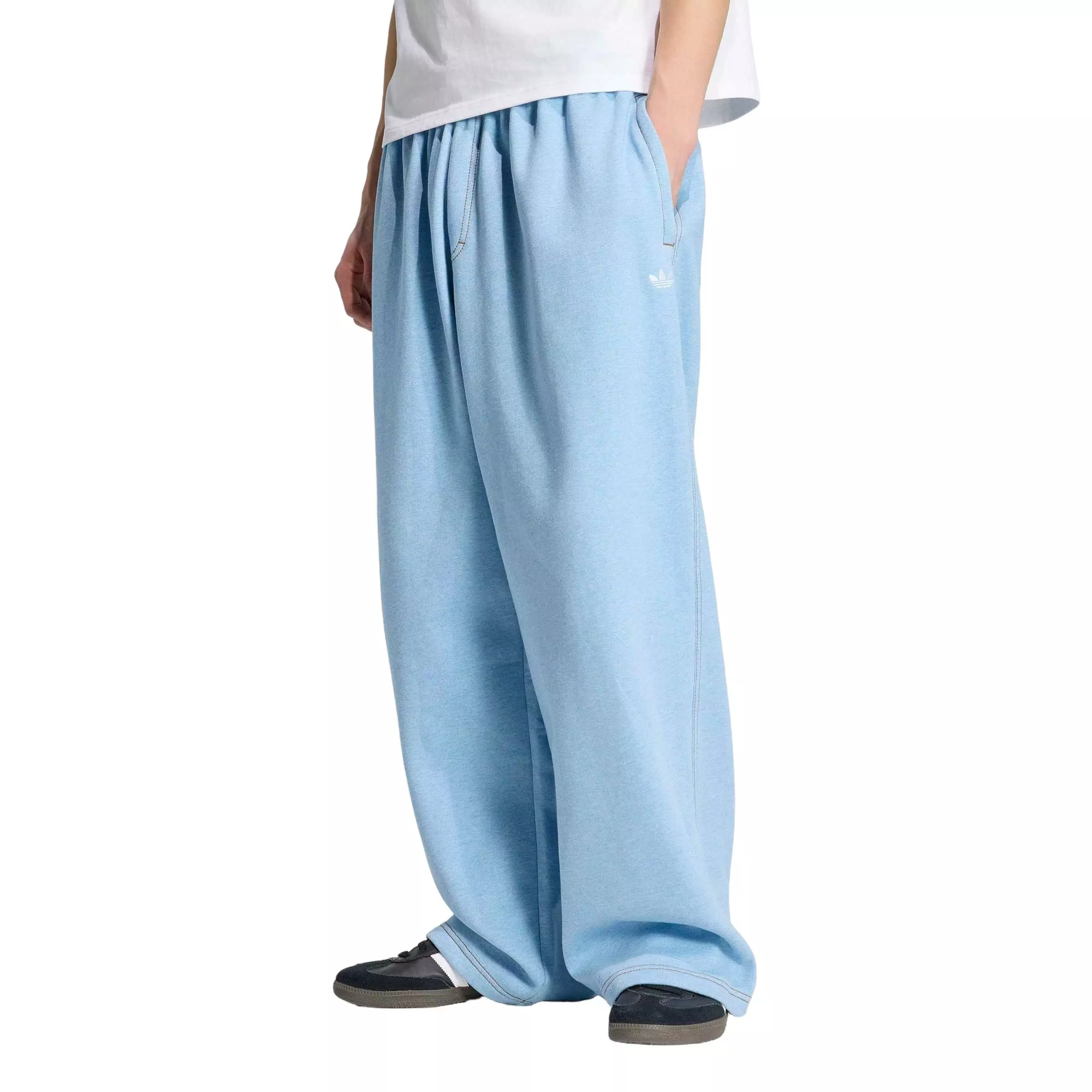 adidas Originals Men's Trefoil Essentials Melange Baggy Open Hem Joggers - Light Blue - LIGHT BLUE