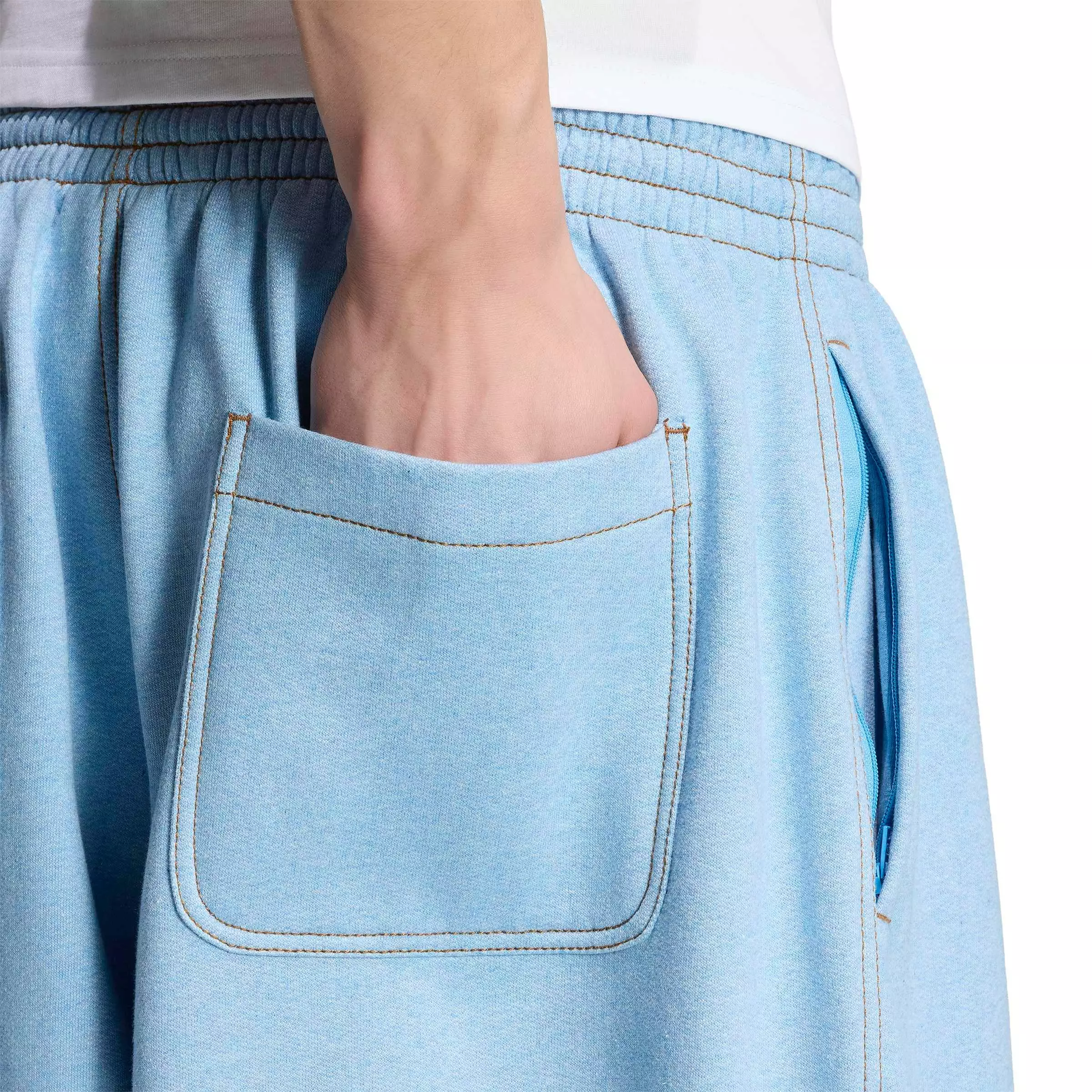 adidas Originals Men's Trefoil Essentials Melange Baggy Open Hem Joggers - Light Blue - LIGHT BLUE