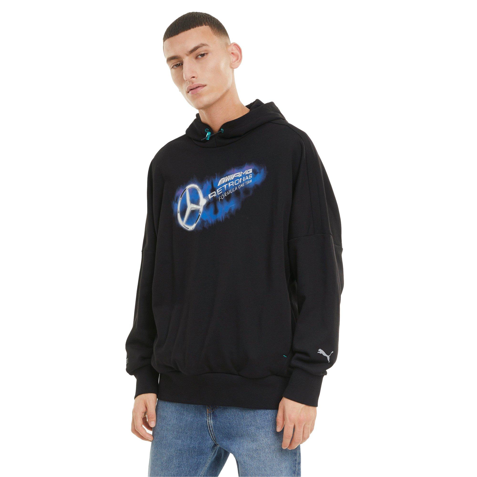 Puma Men's Black Mercedes-AMG Petronas F1 Street Hoodie - BLACK Thumbnail View 1