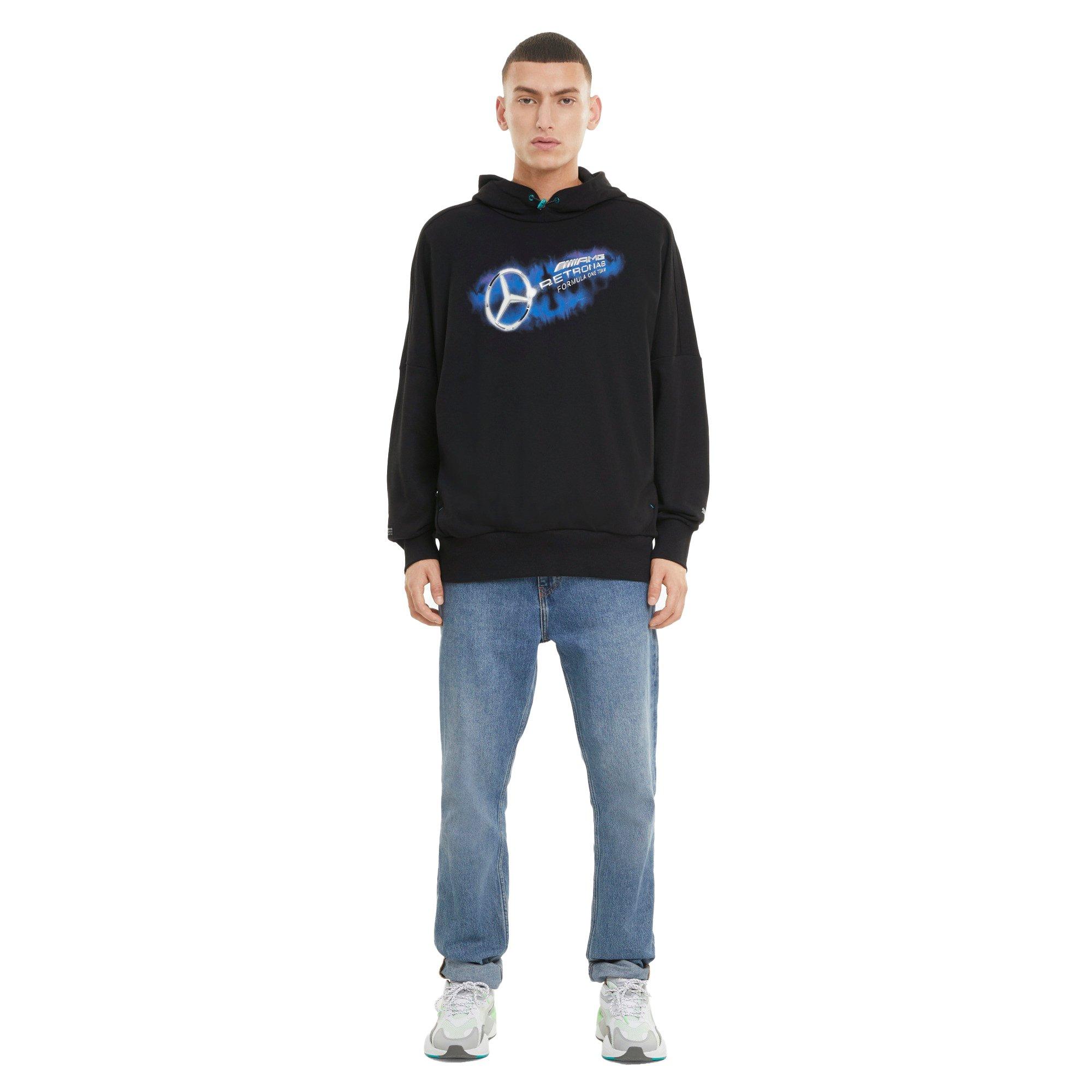 Puma Men's Black Mercedes-AMG Petronas F1 Street Hoodie - BLACK Thumbnail View 4