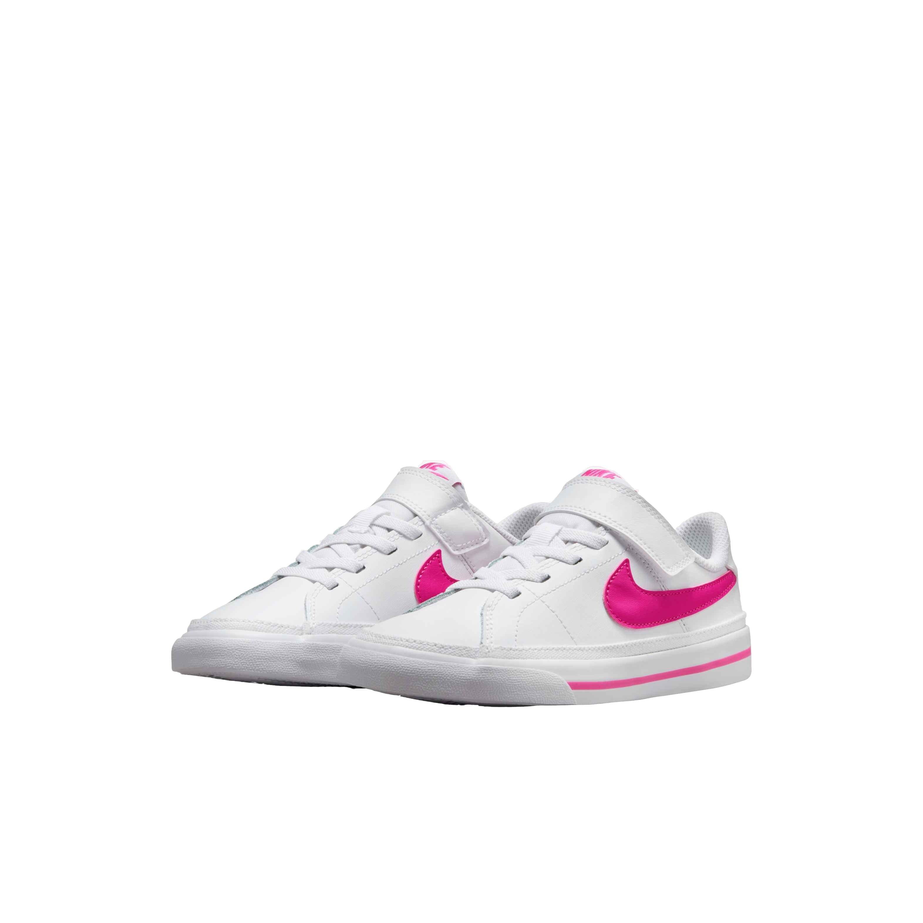 Nike Court Legacy "White/Laser Fuchsia" Preschool Girls' Shoe - WHITE/FUCHSIA Thumbnail View 3