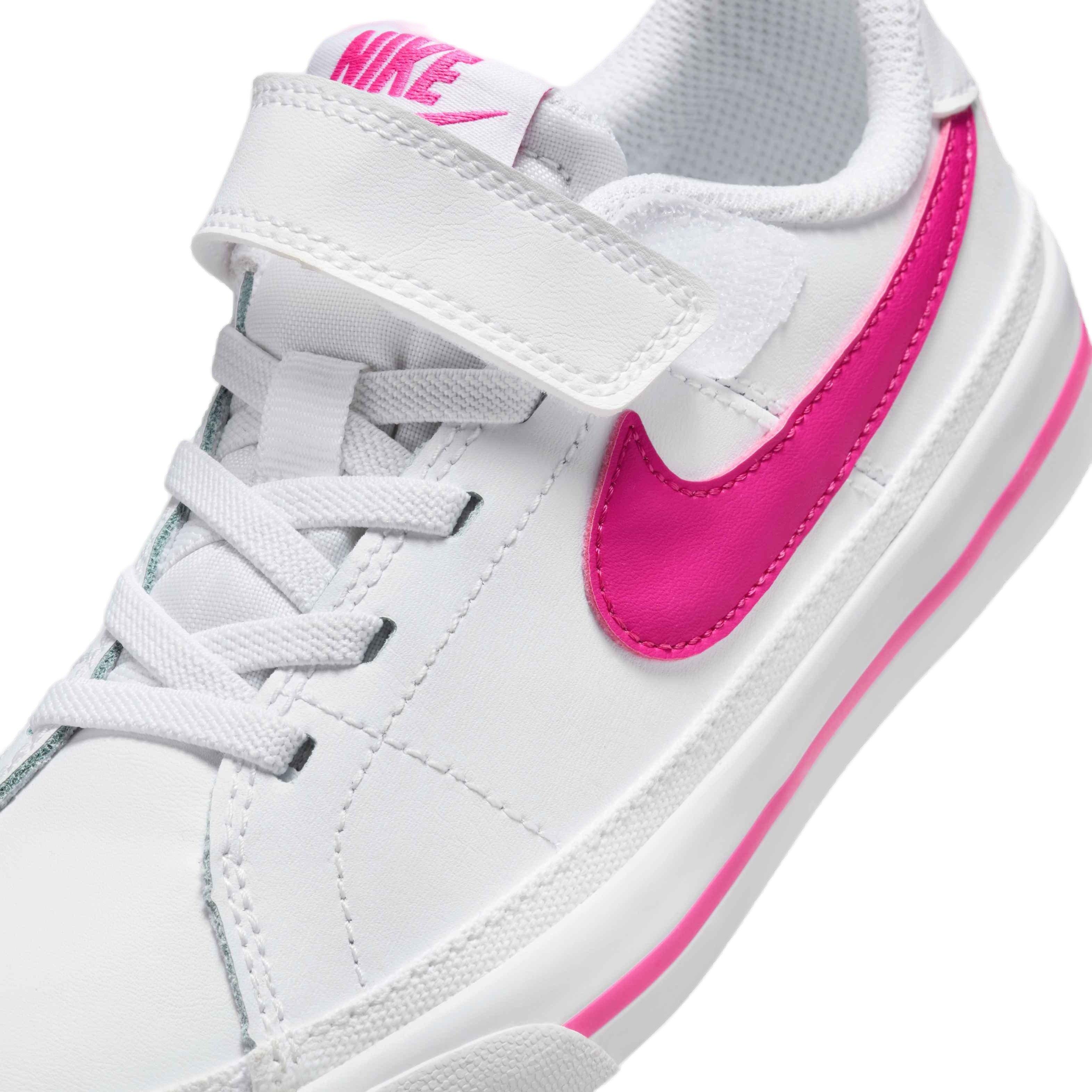 Nike Court Legacy "White/Laser Fuchsia" Preschool Girls' Shoe - WHITE/FUCHSIA Thumbnail View 7