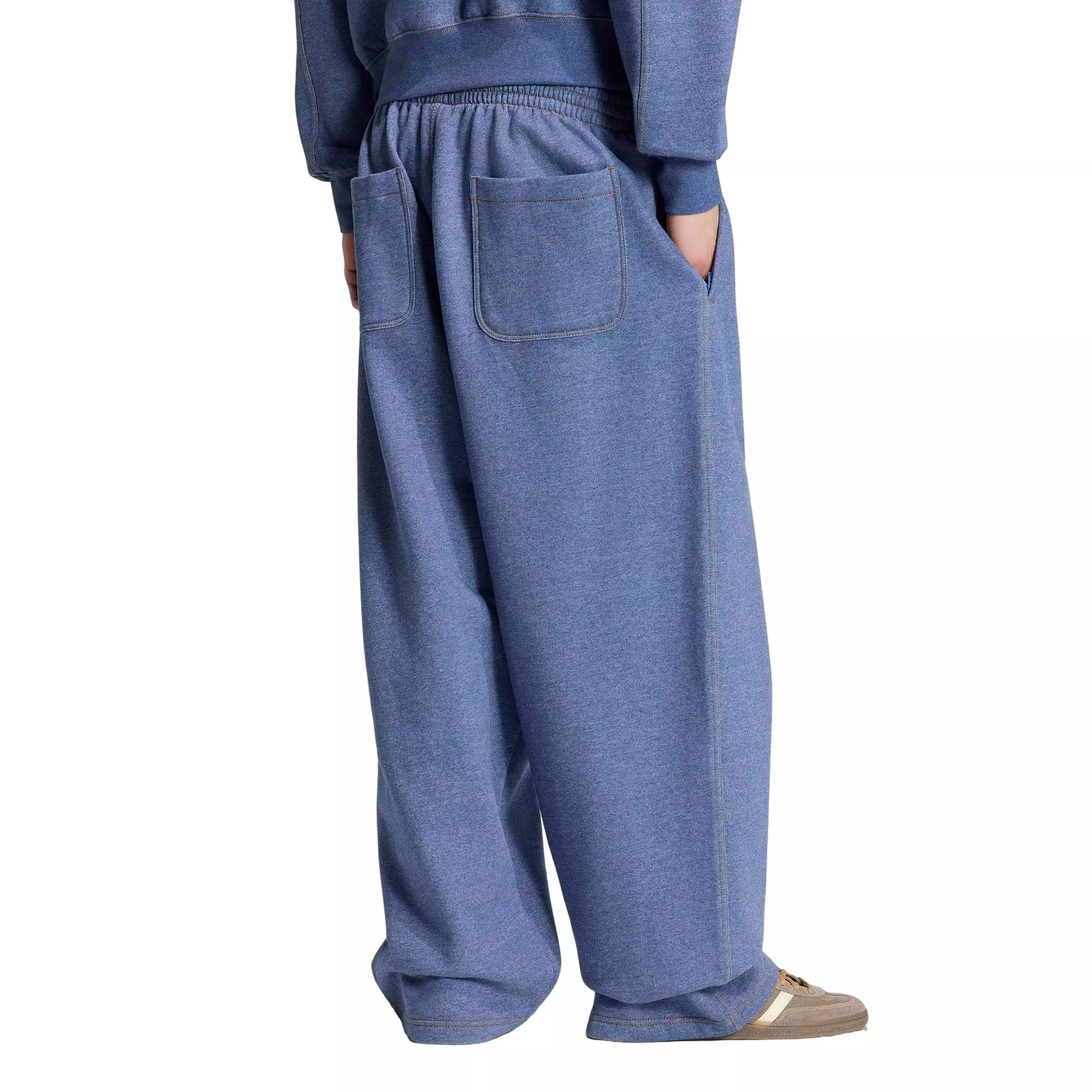 adidas Originals Men's Trefoil Essentials Melange Baggy Open Hem Joggers - Blue - BLUE
