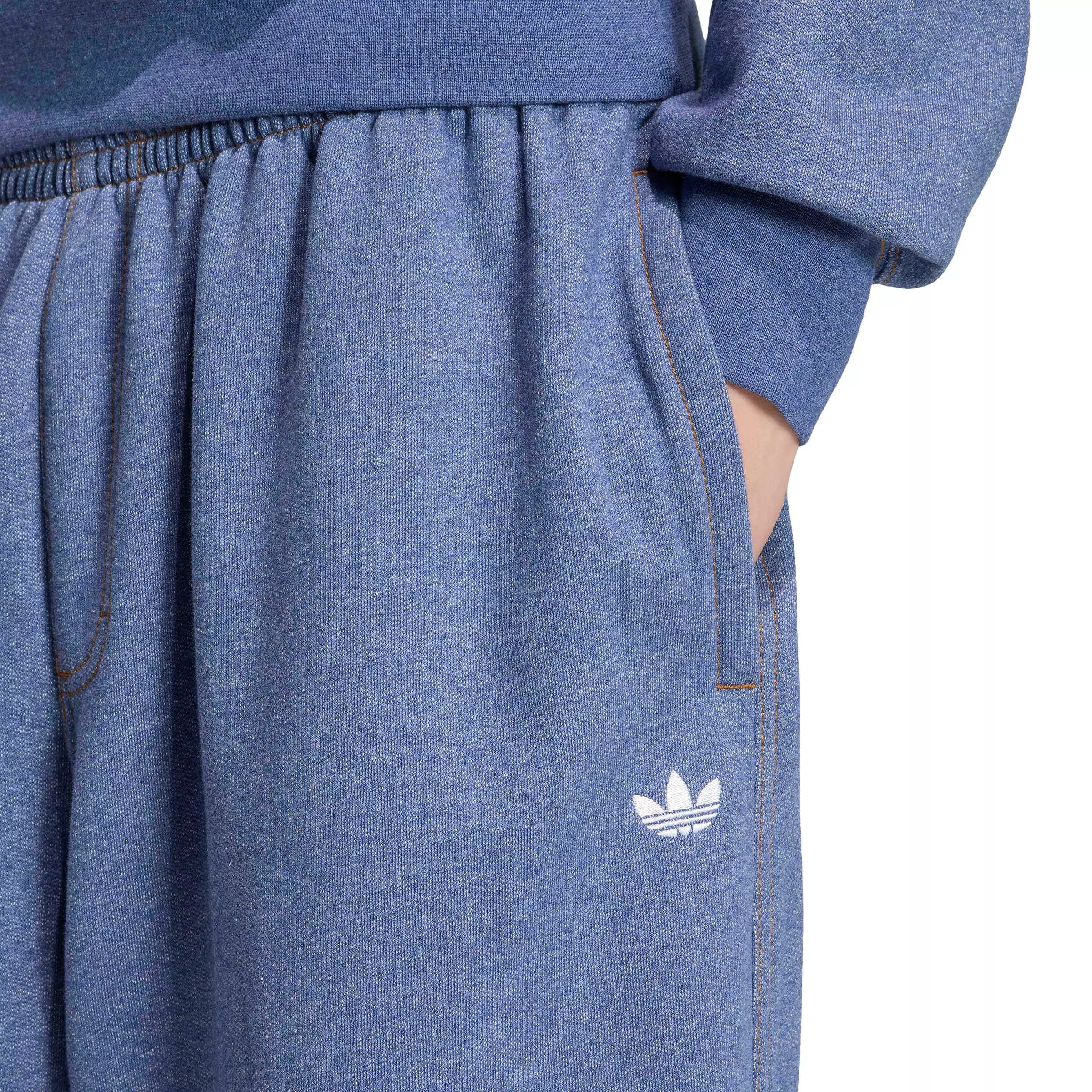 adidas Originals Men's Trefoil Essentials Melange Baggy Open Hem Joggers - Blue - BLUE
