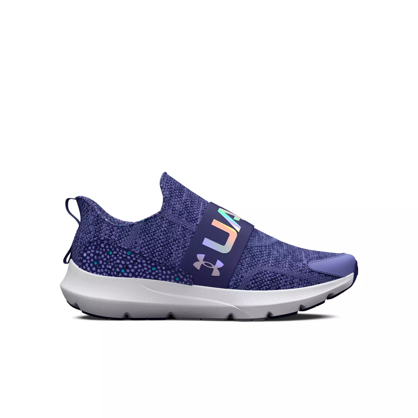 Under Armour Surge 3 Slip Printed "Baja Blue/Sonar Blue" Grade School Girl's Running Shoe - BLUE/BLUE