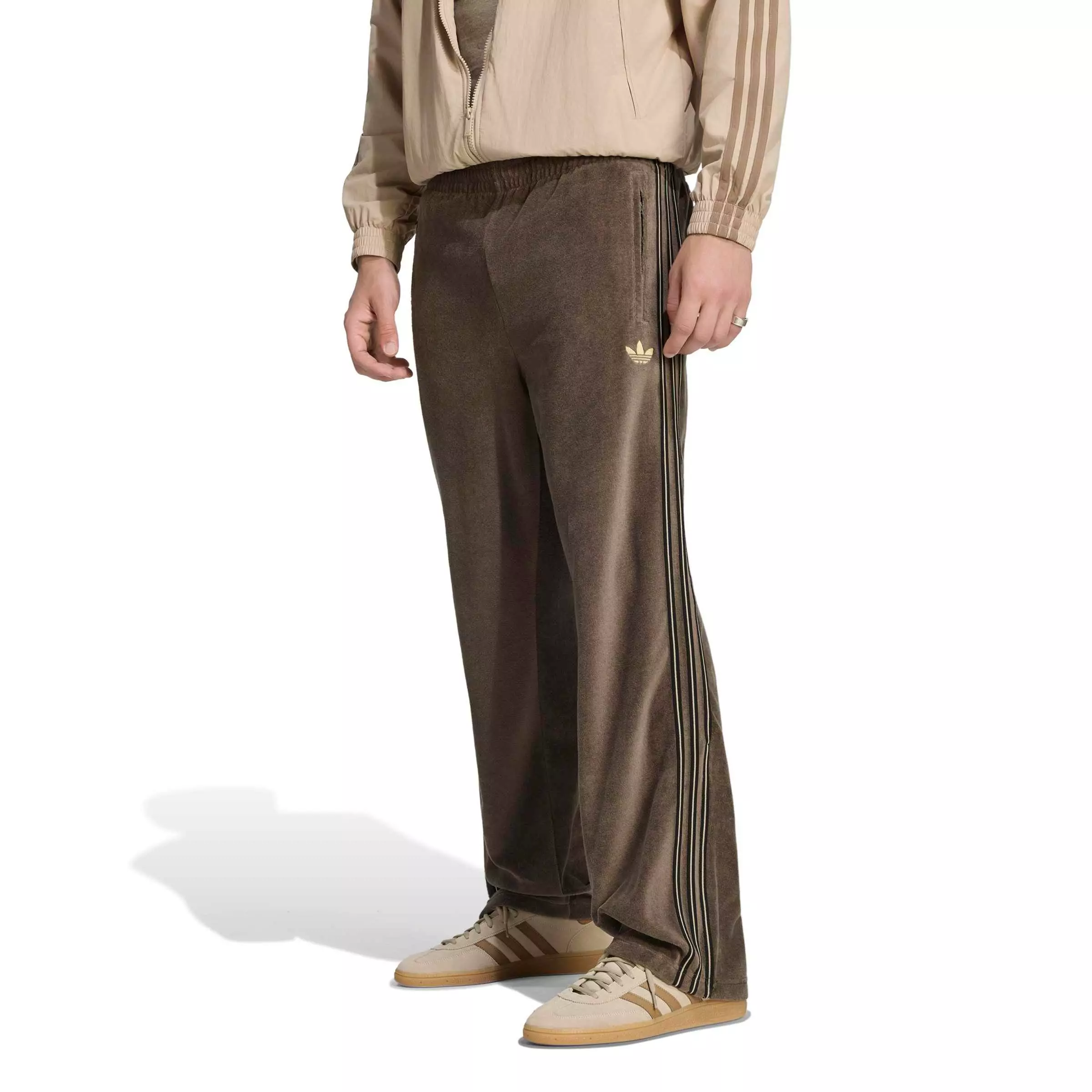 adidas Originals Men's Firebird Velour Track Pants - Branch Brown - BRANCH BROWN