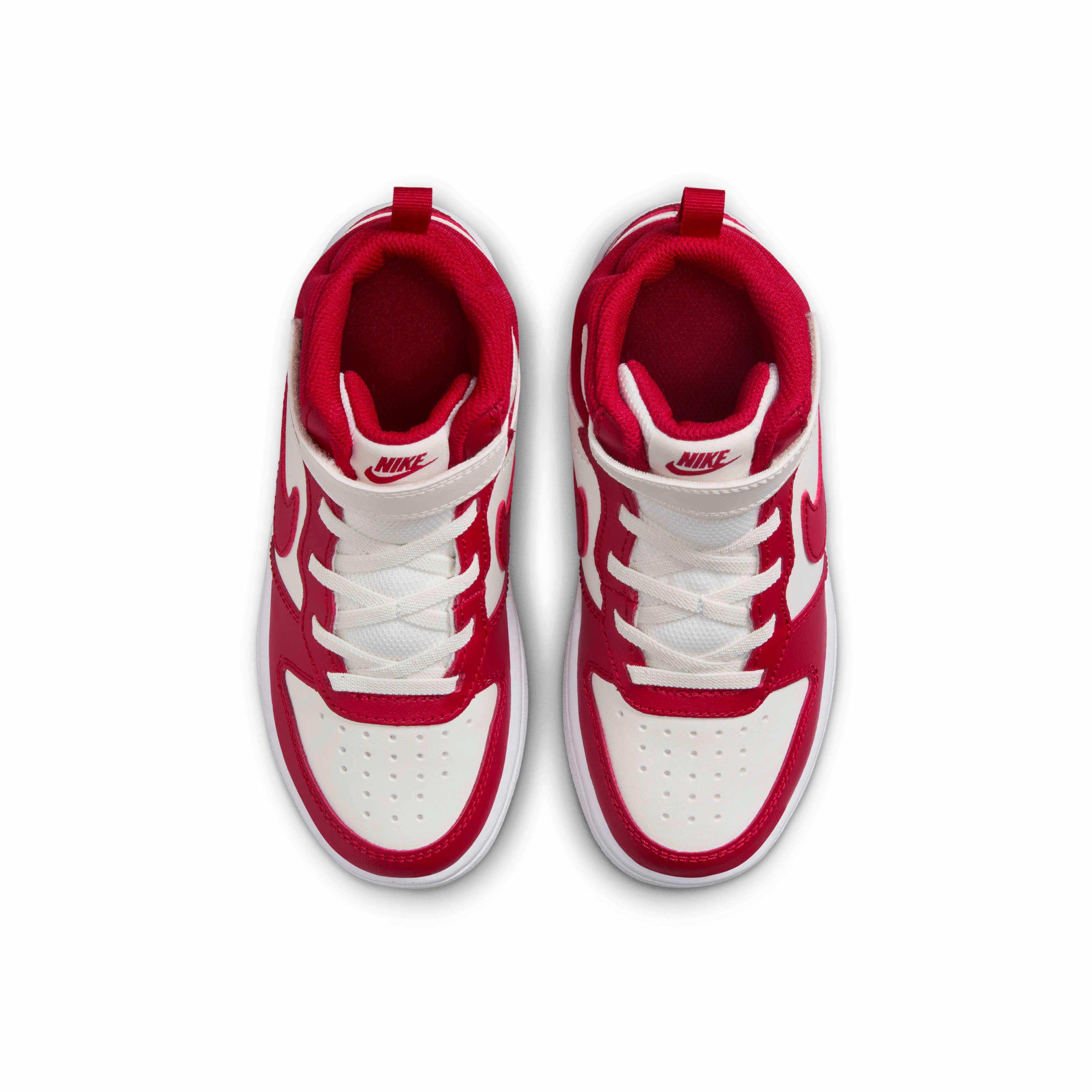 Nike Court Borough Mid 2 "Sail/White/Gym Red" Preschool Boys' Shoe - SAIL/WHITE/RED Thumbnail View 4