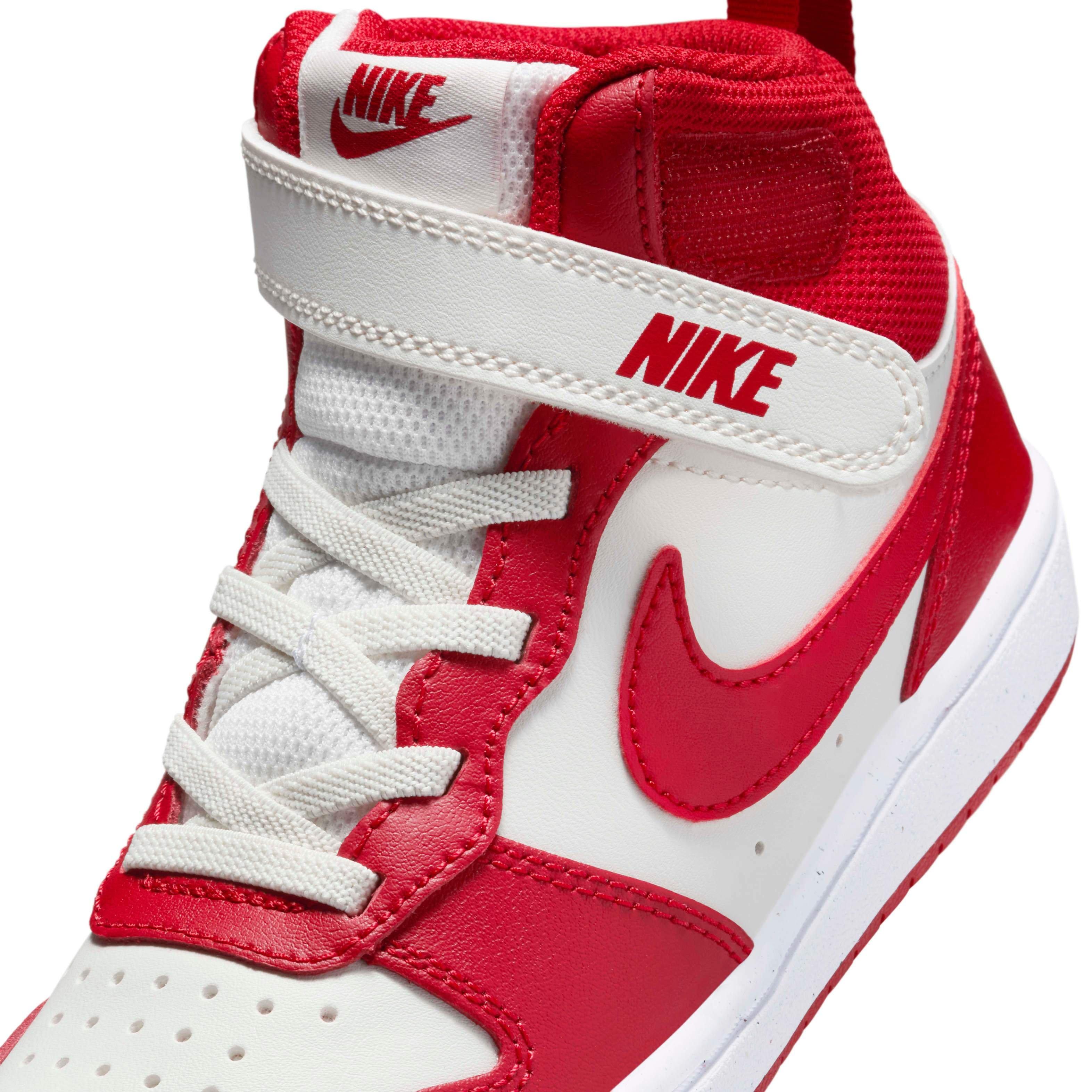 Nike Court Borough Mid 2 "Sail/White/Gym Red" Preschool Boys' Shoe - SAIL/WHITE/RED Thumbnail View 7