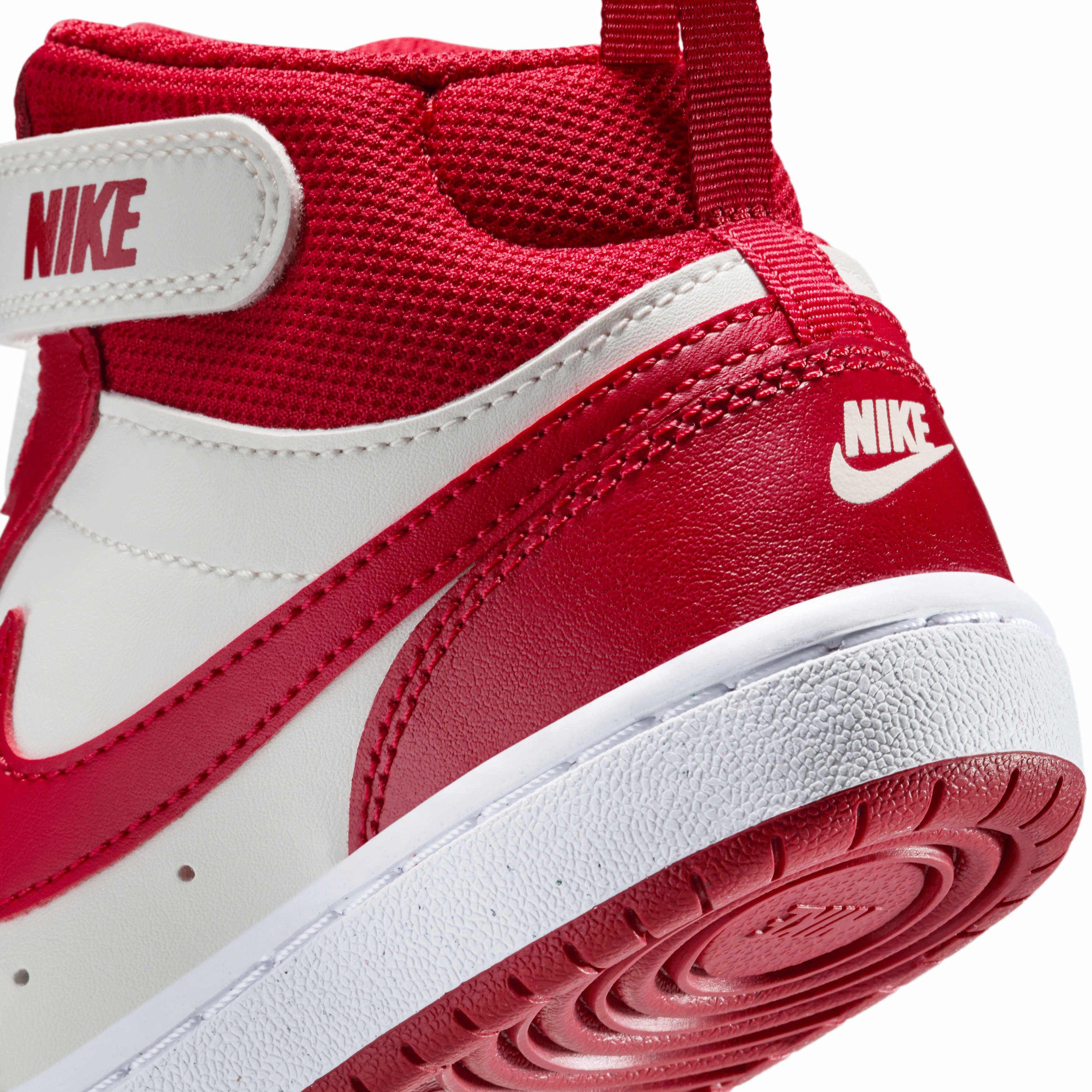 Nike Court Borough Mid 2 "Sail/White/Gym Red" Preschool Boys' Shoe - SAIL/WHITE/RED Thumbnail View 8