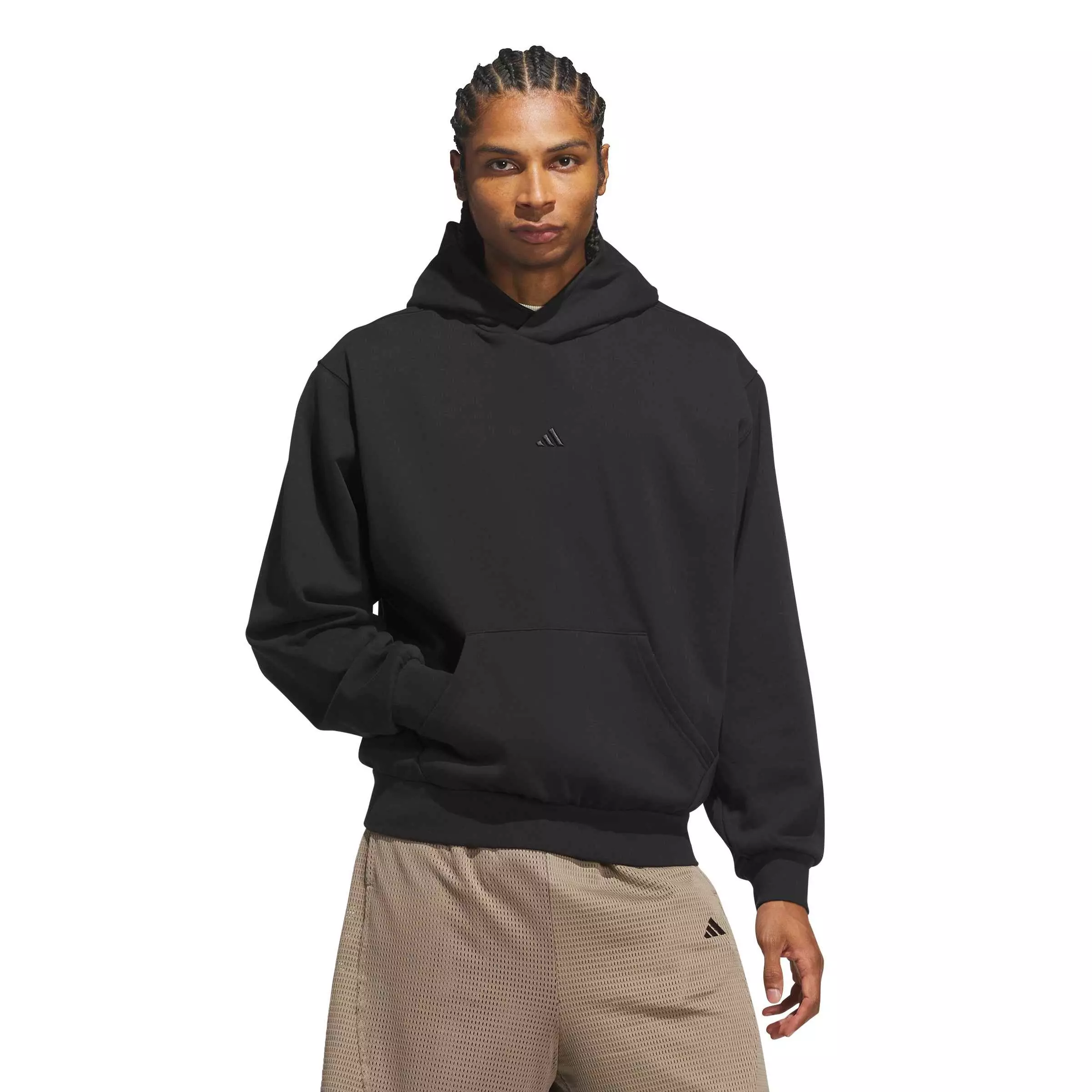 adidas Men's Basketball Fleece Hoodie - Black - BLACK