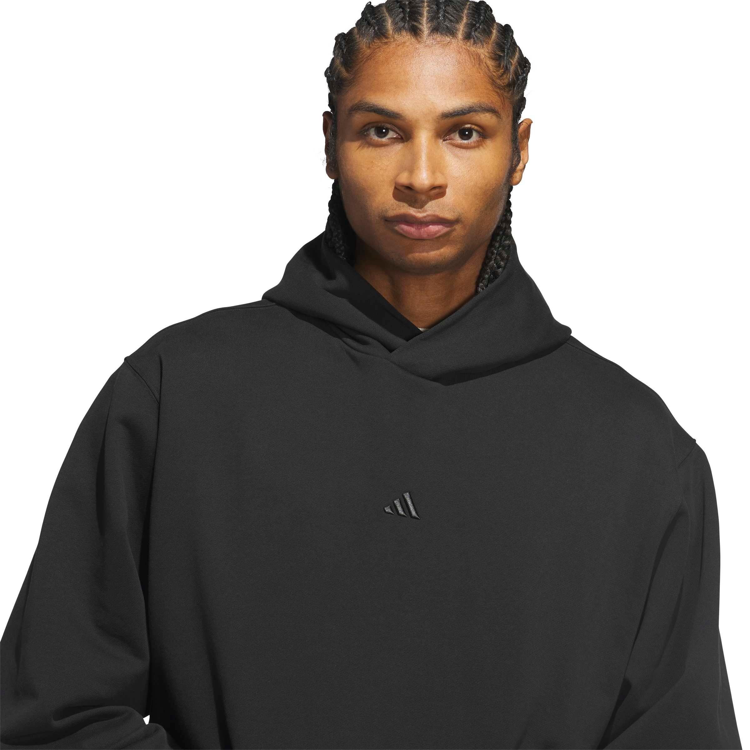 adidas Men's Basketball Fleece Hoodie - Black - BLACK Thumbnail View 3