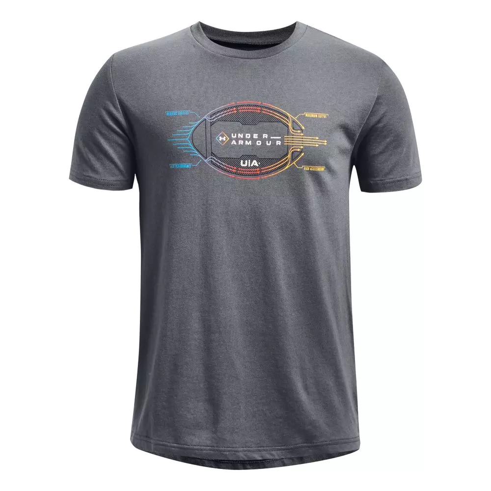 Under Armour Boys' Schematic Football Short Sleeve Tee - LT GREY