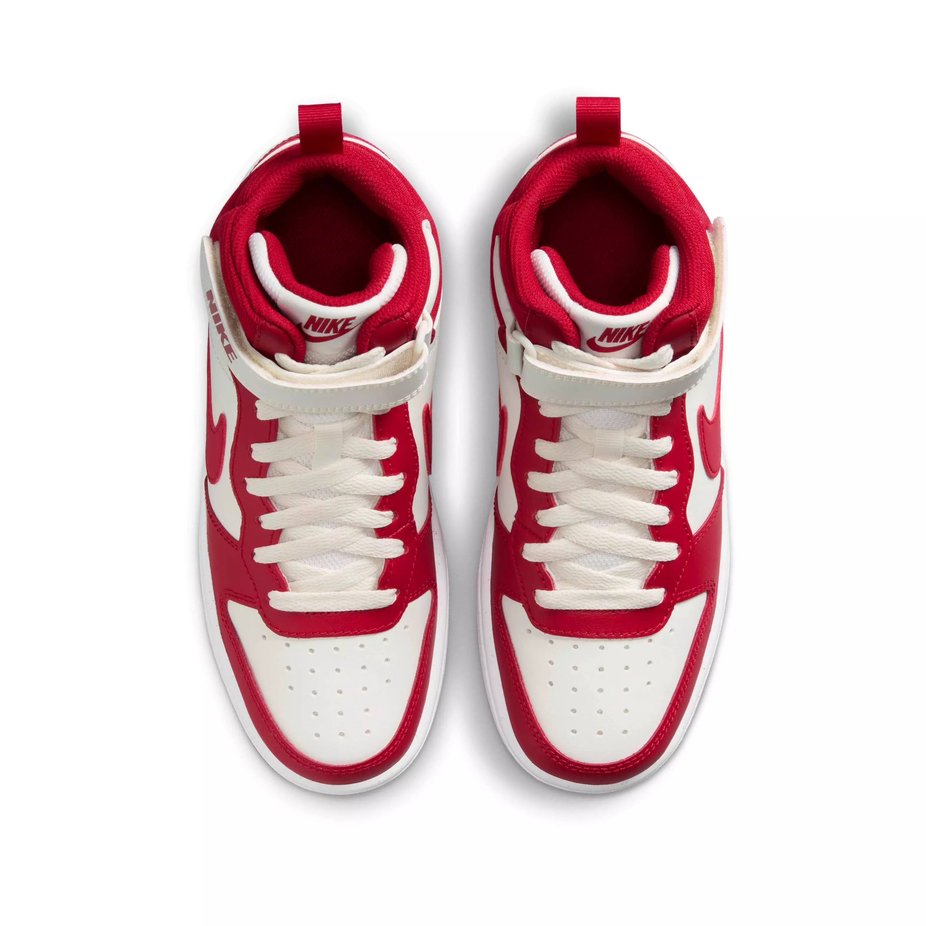 Nike Court Borough Mid 2 "Sail/White/Gym Red" Grade School Boys' Shoe - SAIL/WHITE/RED