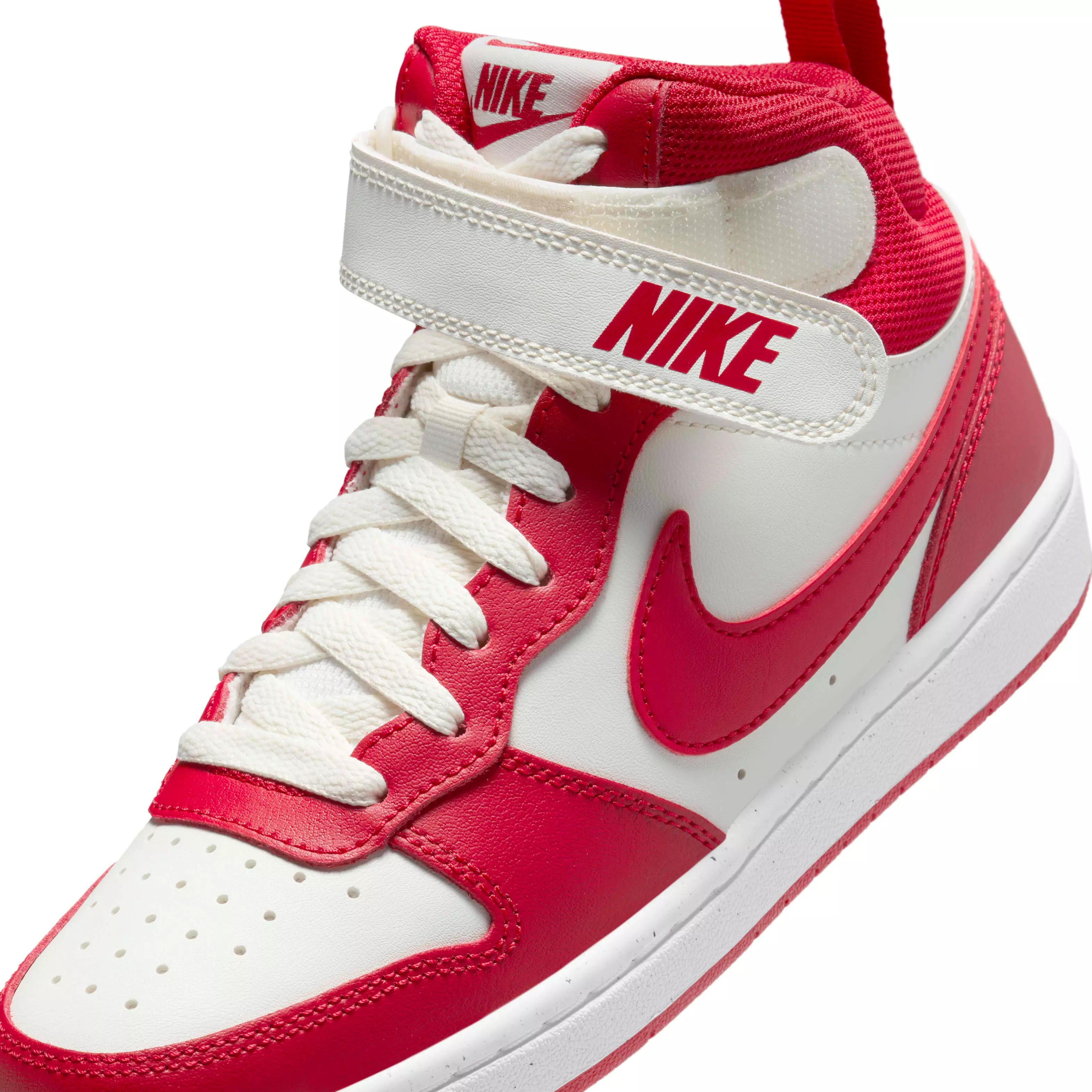 Nike Court Borough Mid 2 "Sail/White/Gym Red" Grade School Boys' Shoe - SAIL/WHITE/RED