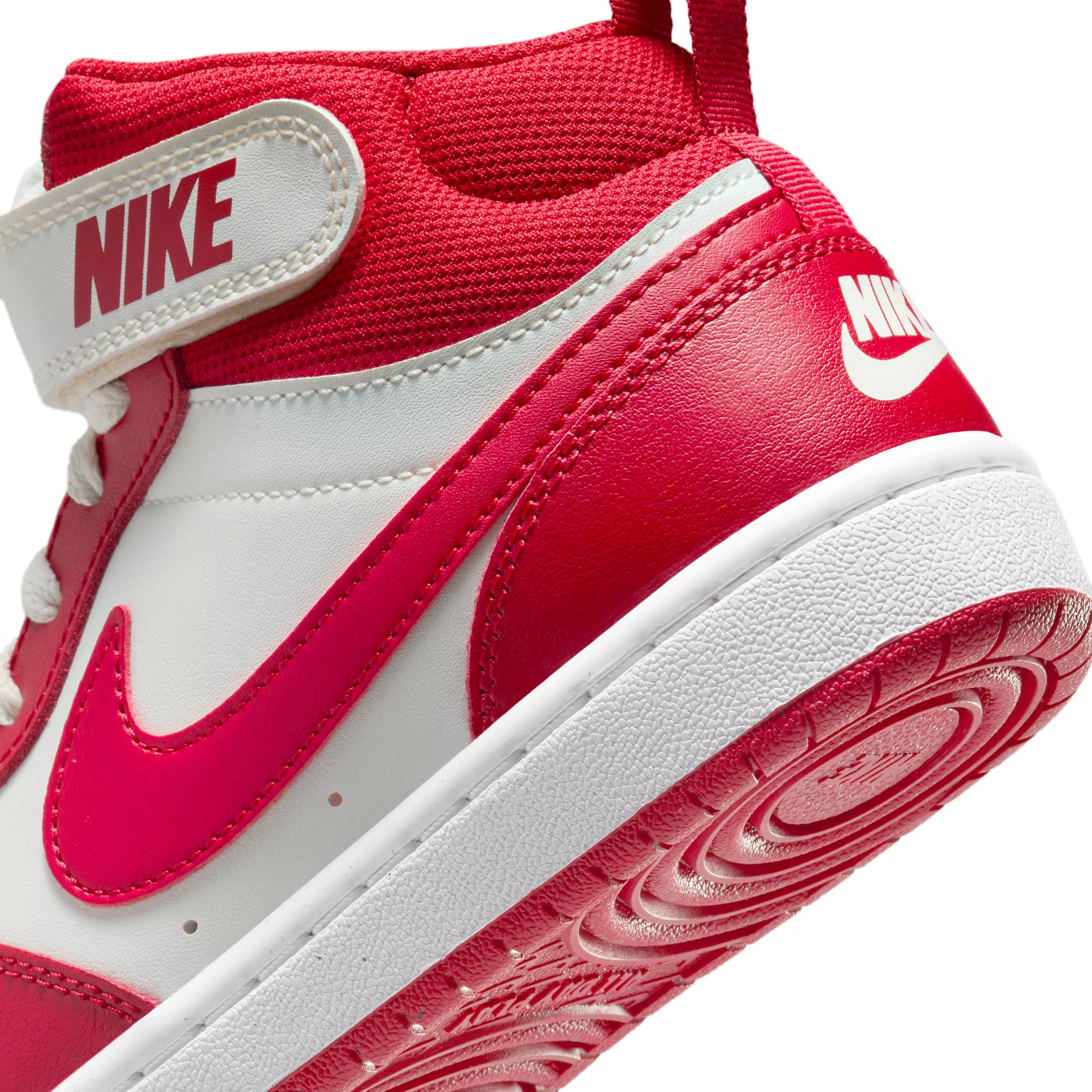 Nike Court Borough Mid 2 "Sail/White/Gym Red" Grade School Boys' Shoe - SAIL/WHITE/RED