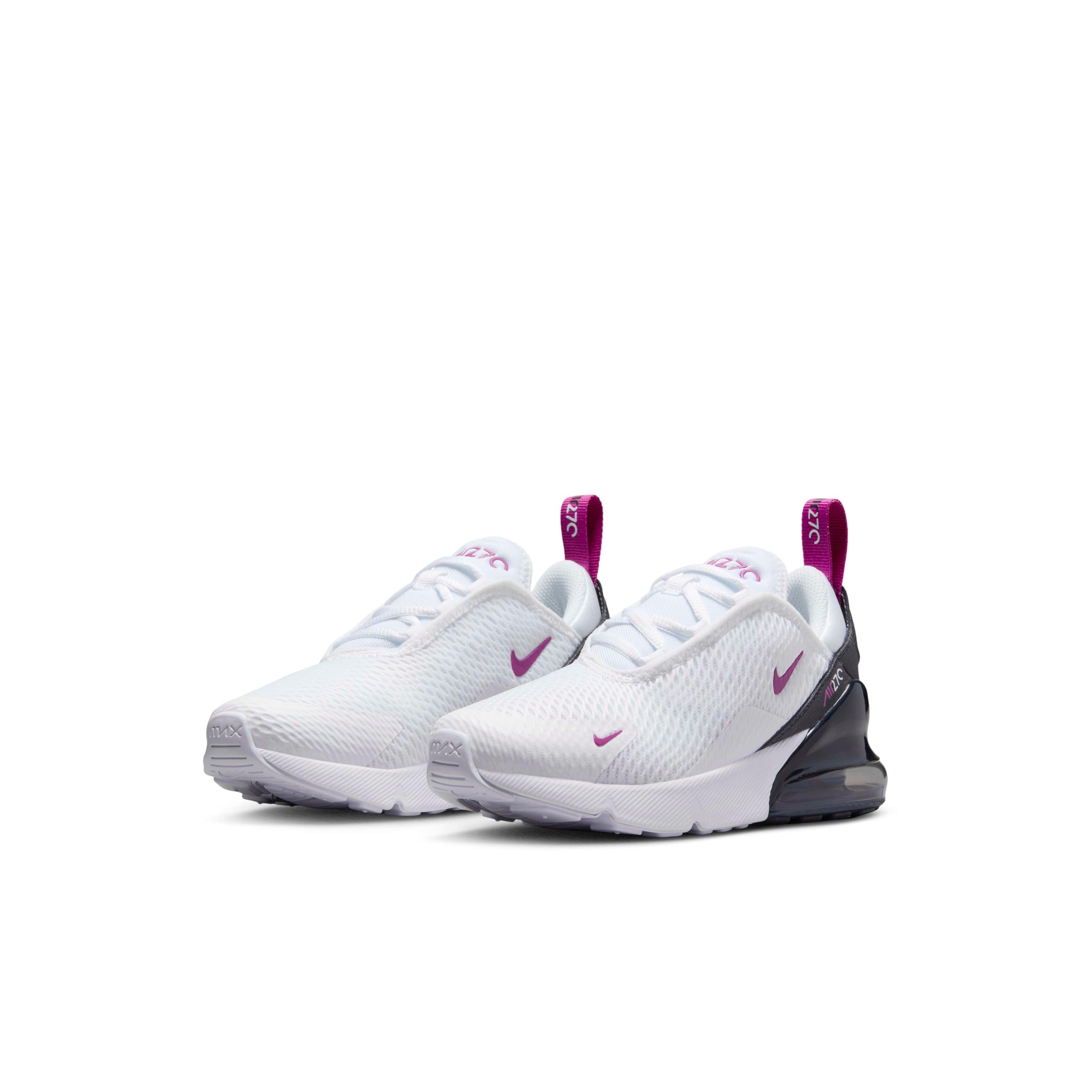 Nike Air Max 270 "White/Anthracite/Hot Fuchsia" Preschool Girls' Shoe - WHITE/ANTHRACITE/FUCHSIA Thumbnail View 3