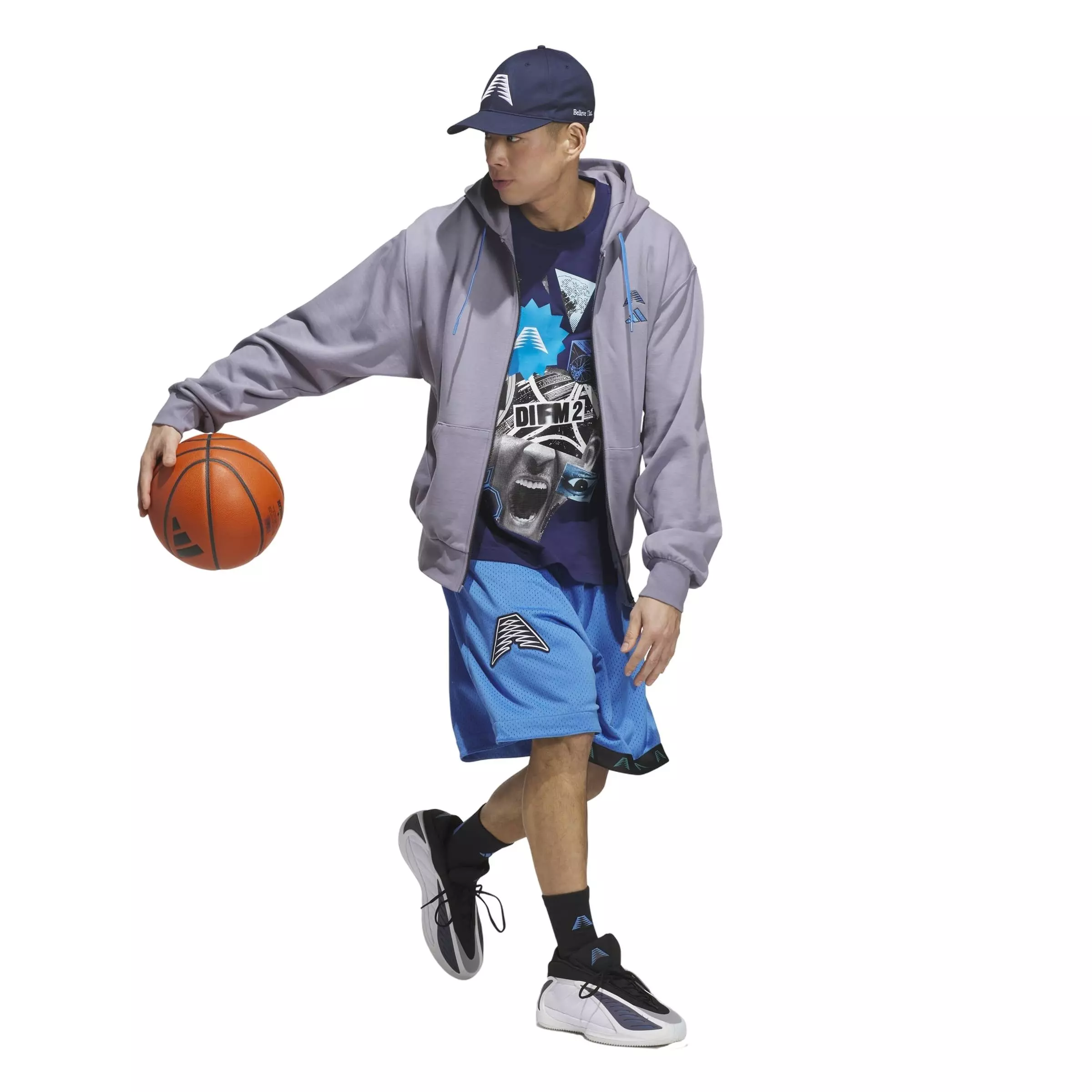 adidas Men's Anthony Edwards Foundation Full-Zip Basketball Jacket - Slate Purple - SLATE PURPLE
