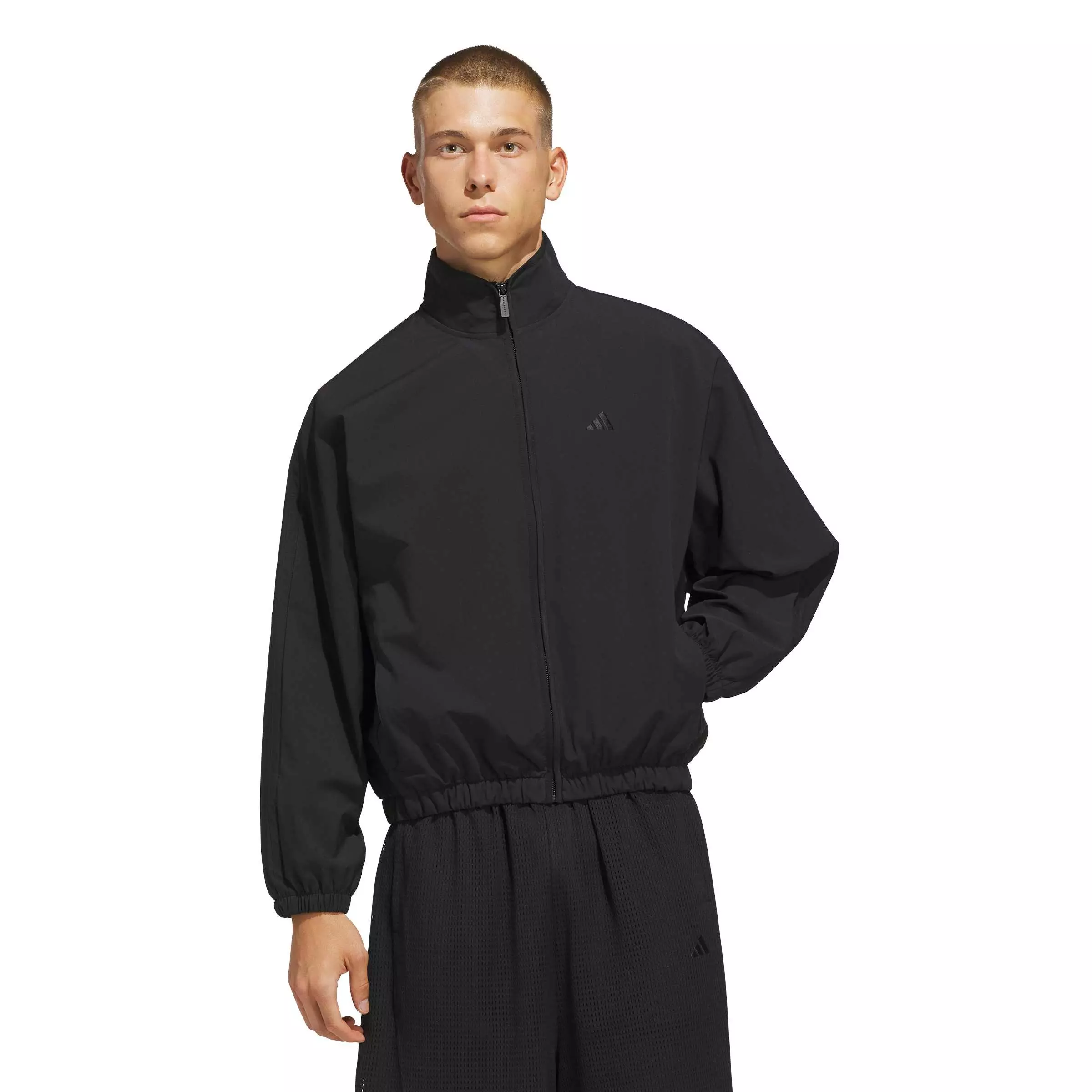 adidas Men's Basketball Woven Track Jacket - Black - BLACK