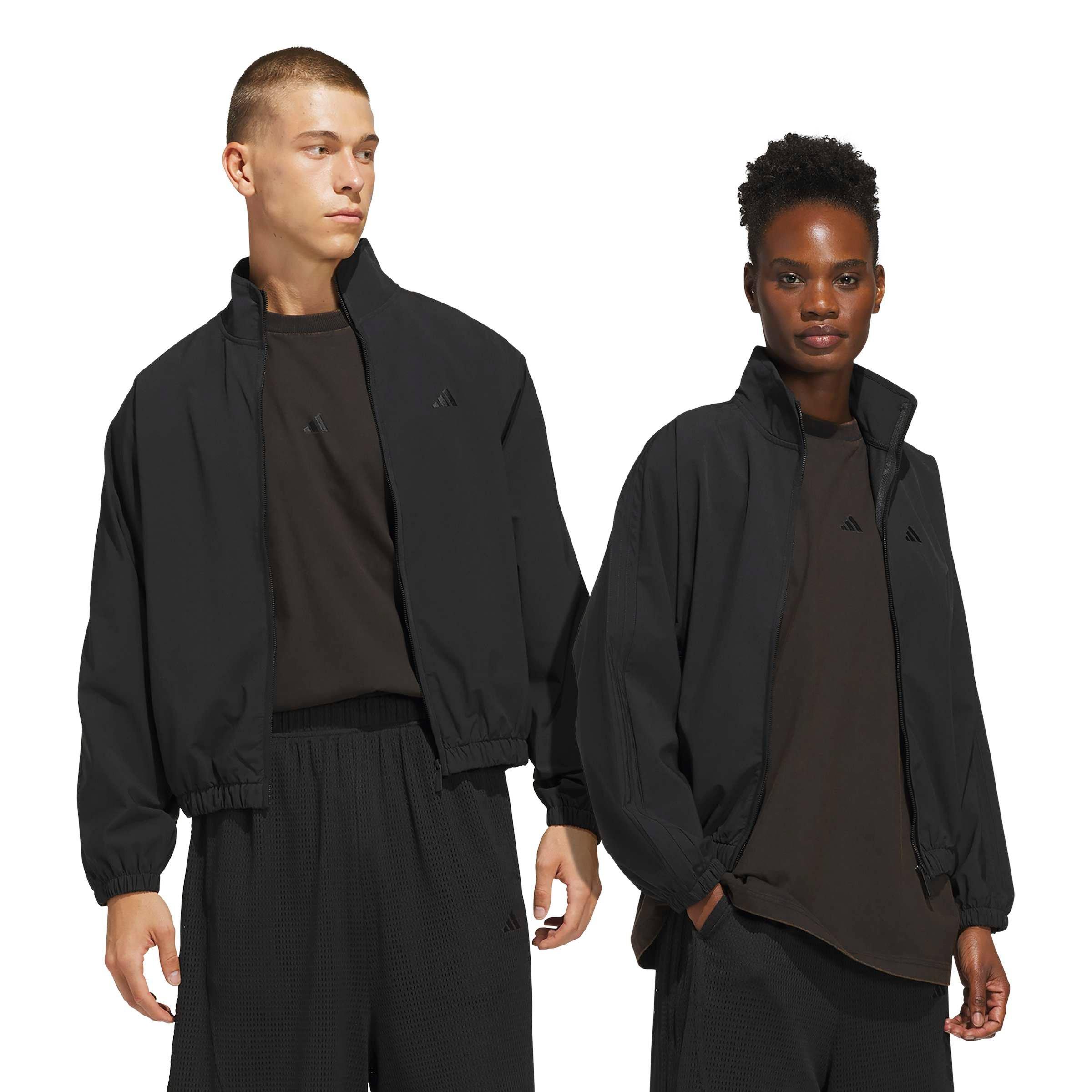 adidas Men's Basketball Woven Track Jacket - Black - BLACK