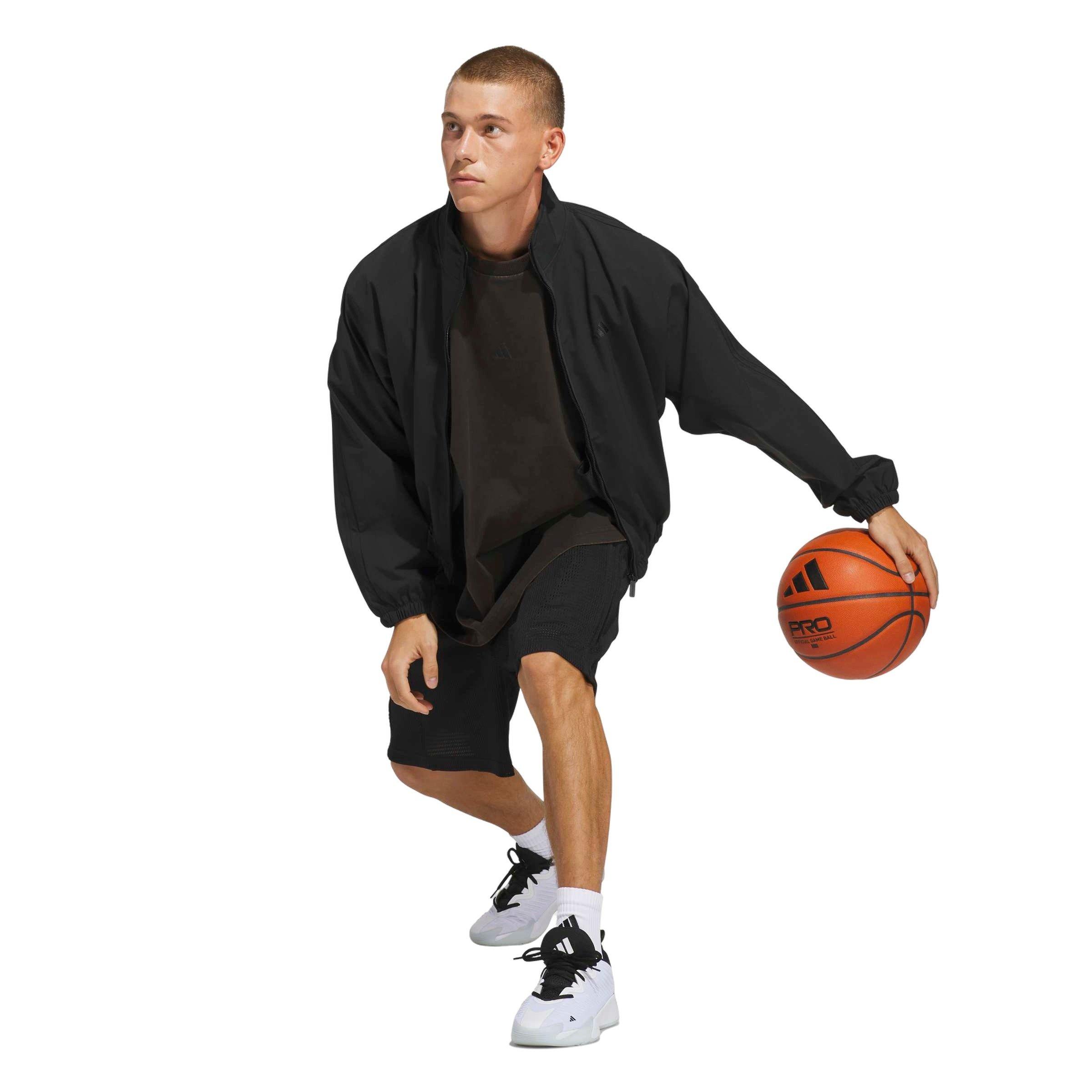 adidas Men's Basketball Woven Track Jacket - Black - BLACK