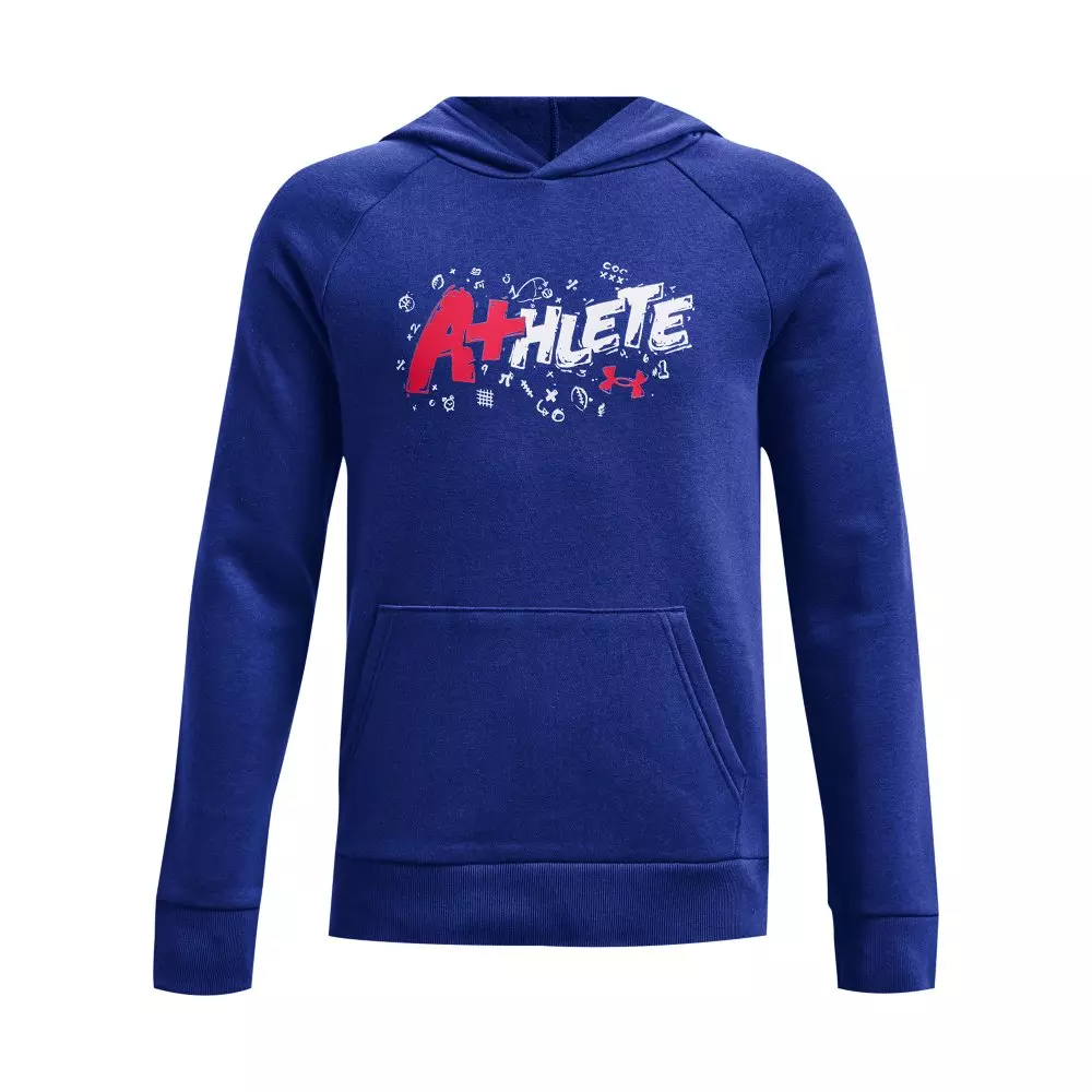Under Armour Boys' Rival Fleece Athlete Hoodie-Blue - BLUE