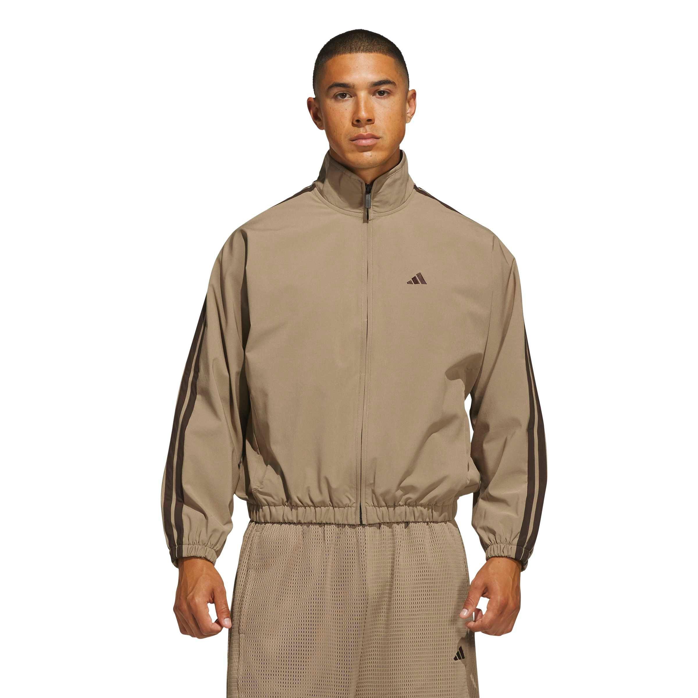adidas Men's Basketball Woven Track Jacket - Khaki - KHAKI