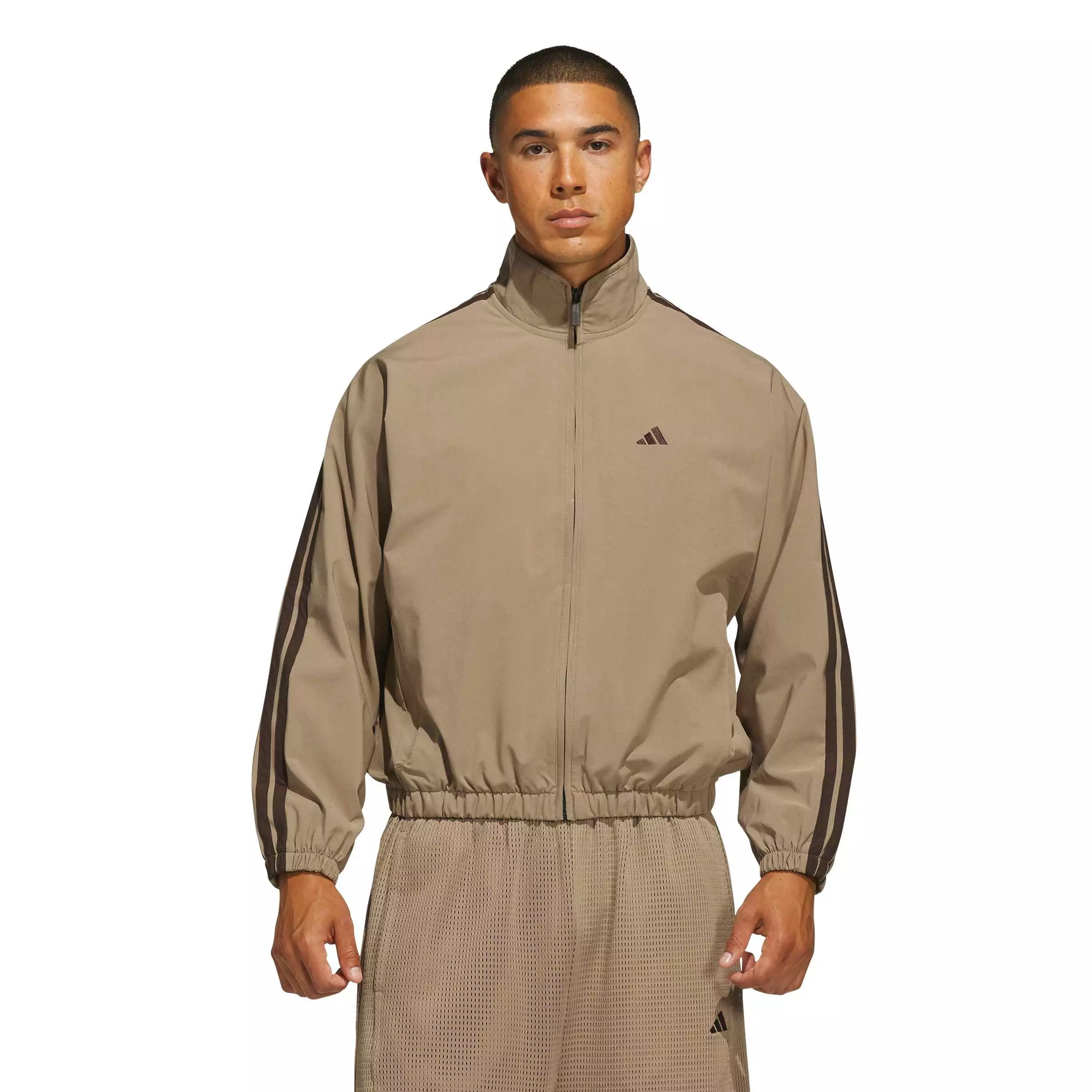adidas Men's Basketball Woven Track Jacket - Khaki - KHAKI
