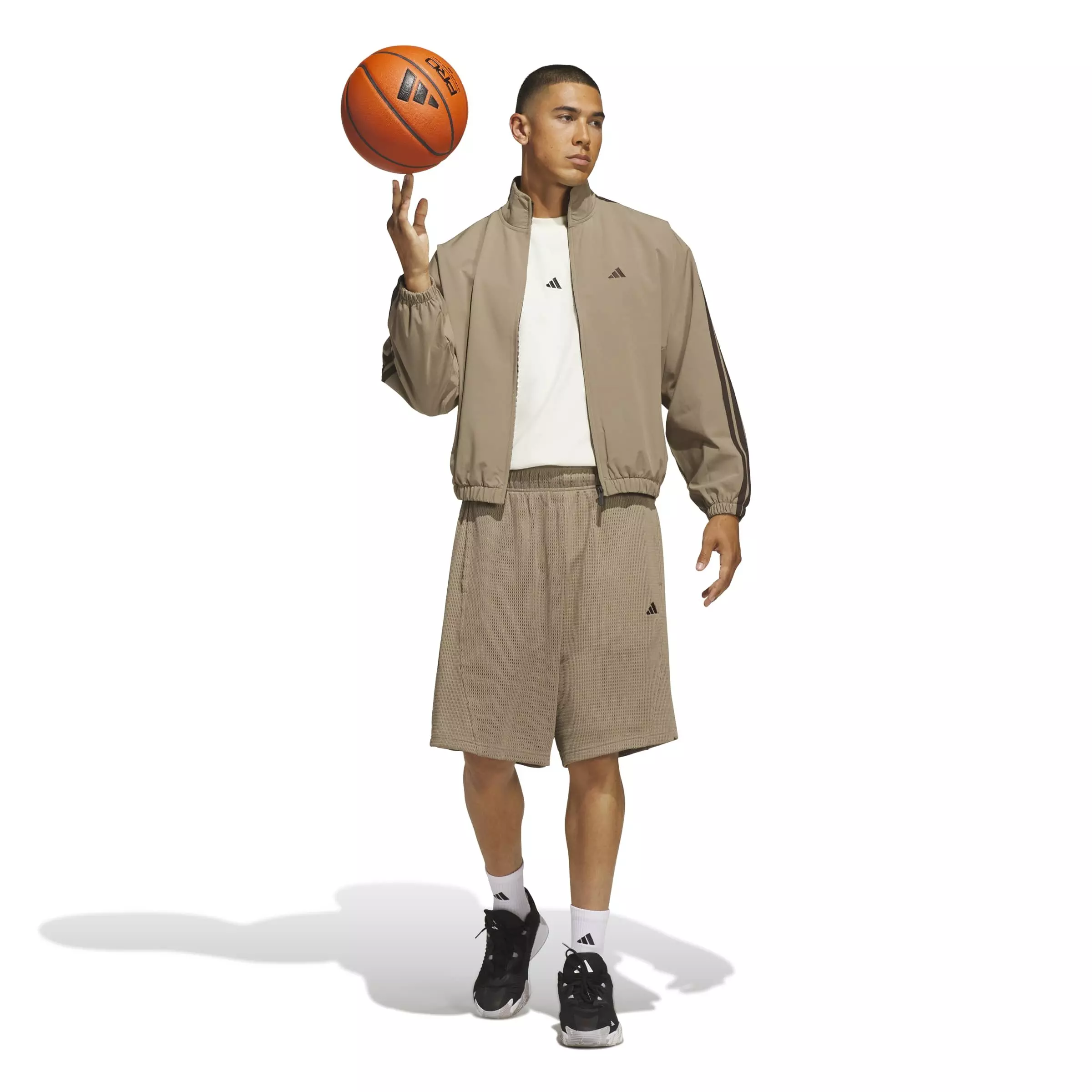 adidas Men's Basketball Woven Track Jacket - Khaki - KHAKI