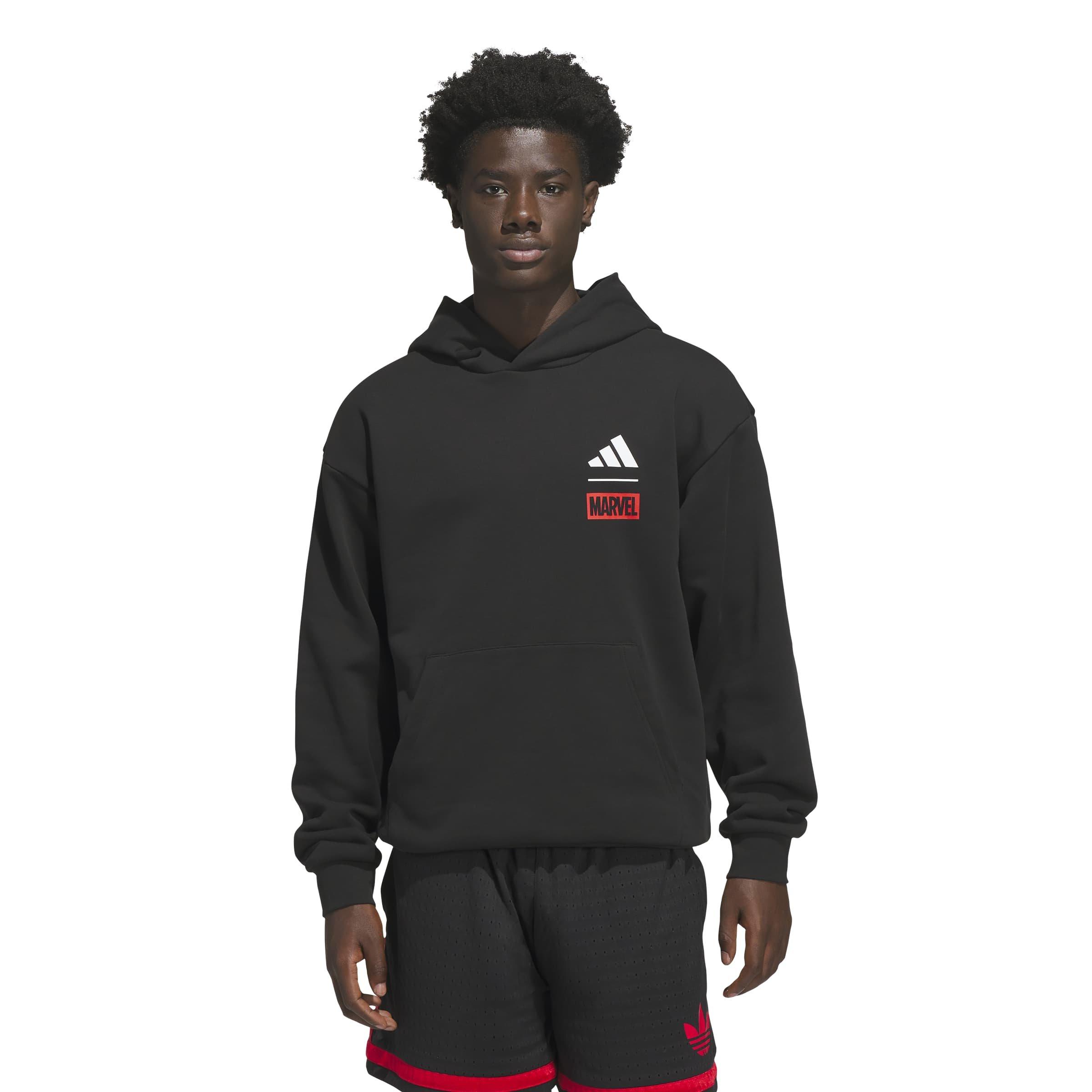 adidas Men's Originals x Spiderman Worldwide Hoops Graphic Hoodie - Black - BLACK Thumbnail View 1