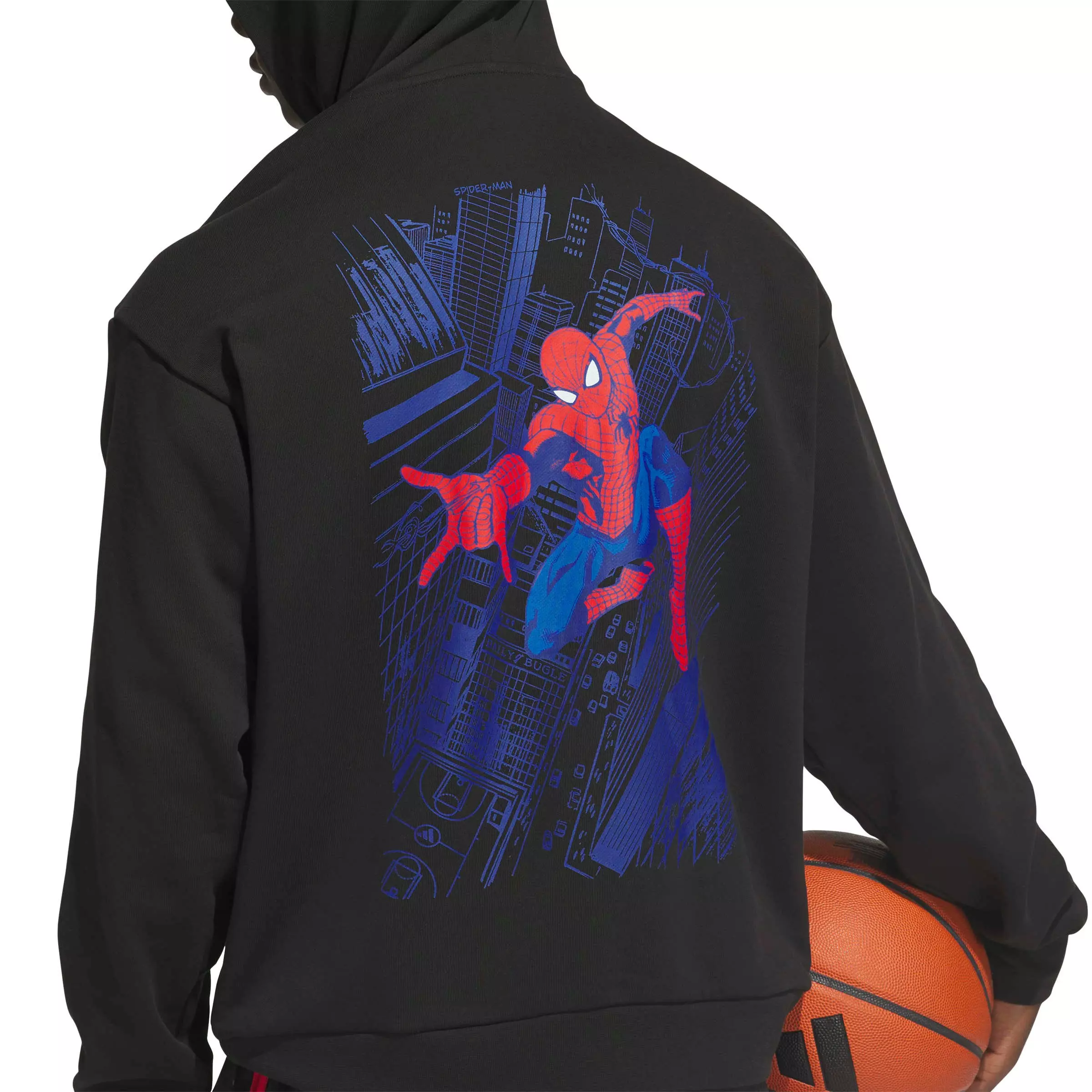 adidas Men's Originals x Spiderman Worldwide Hoops Graphic Hoodie - Black - BLACK