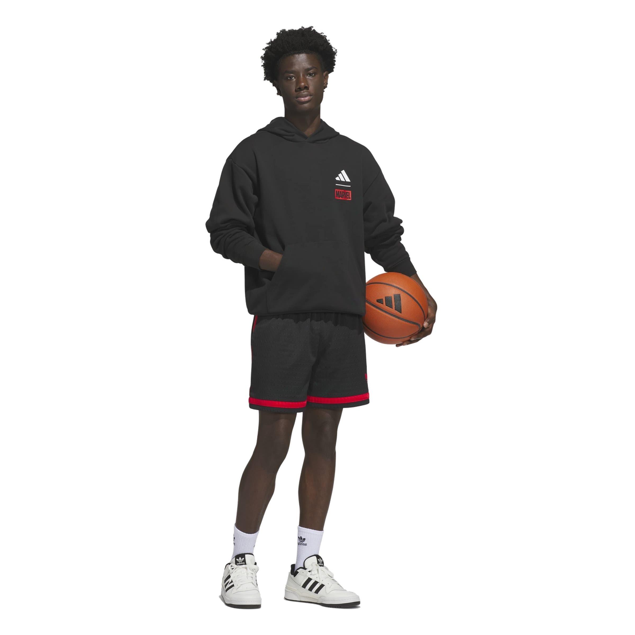 adidas Men's Originals x Spiderman Worldwide Hoops Graphic Hoodie - Black - BLACK Thumbnail View 5