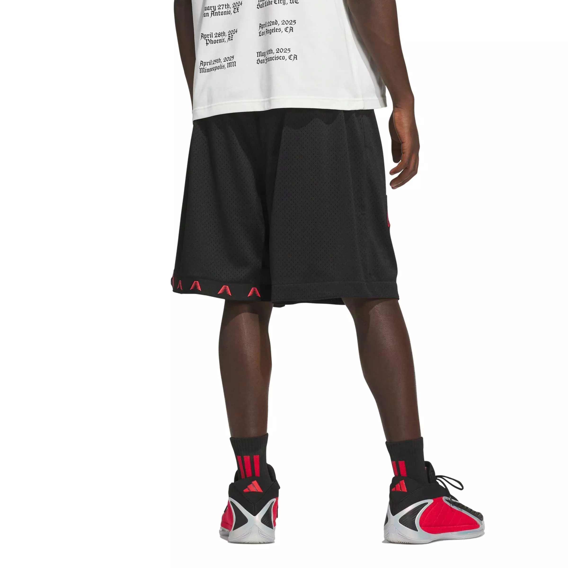 adidas Men's Anthony Edwards Foundation Basketball Shorts - Black/Red - BLACK/RED