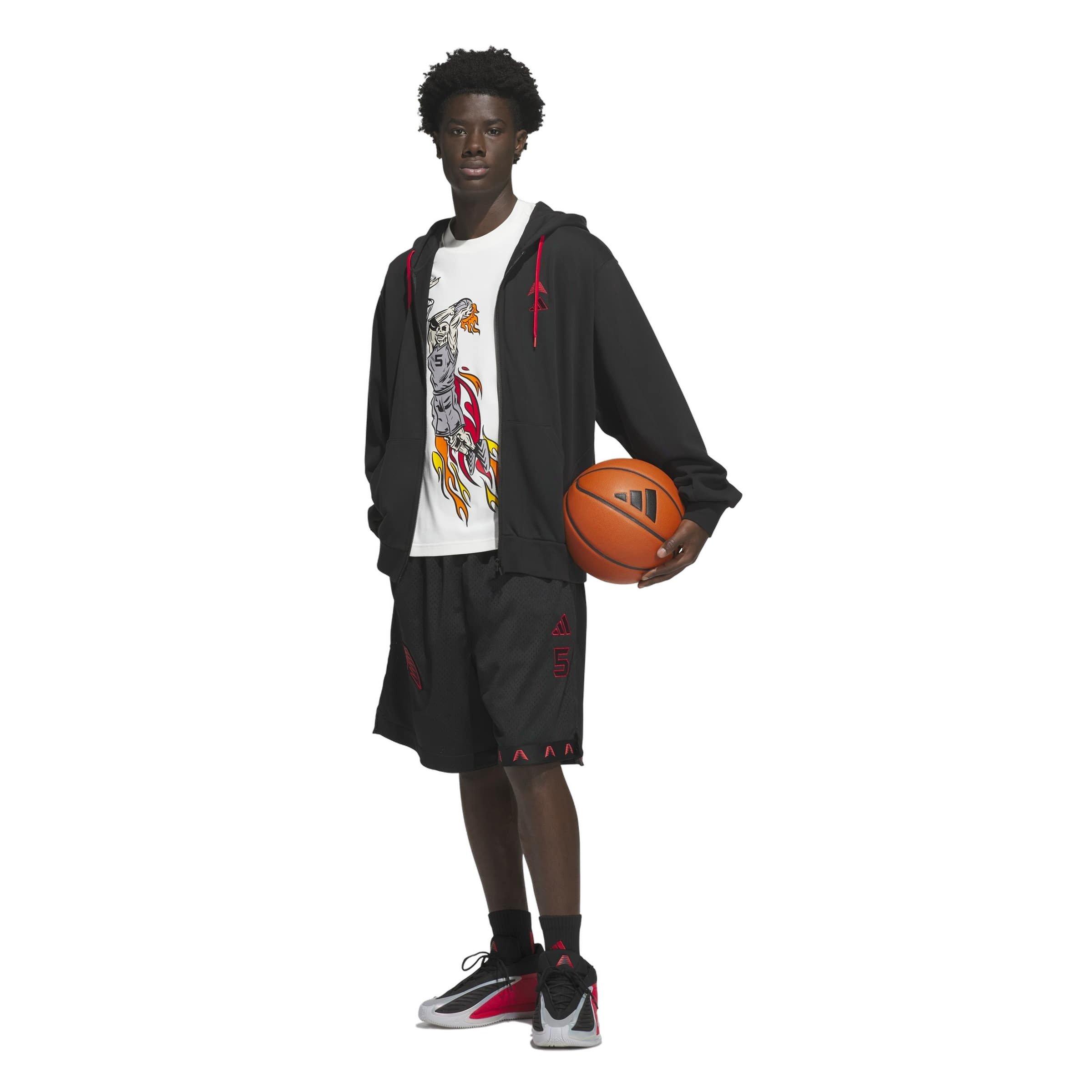adidas Men's Anthony Edwards Foundation Basketball Shorts - Black/Red - BLACK/RED