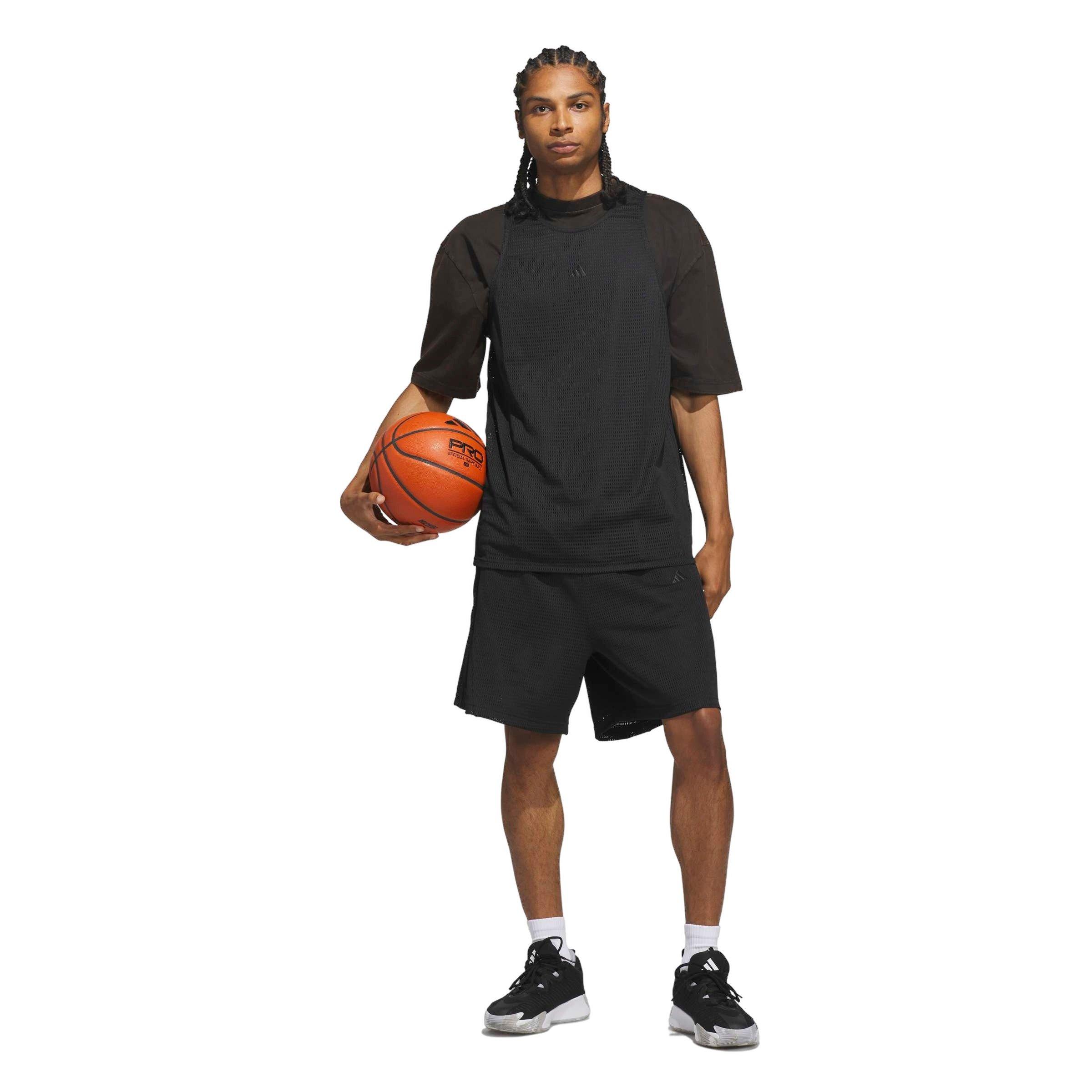 adidas Men's Basketball Mesh Shorts - Black - BLACK Thumbnail View 5
