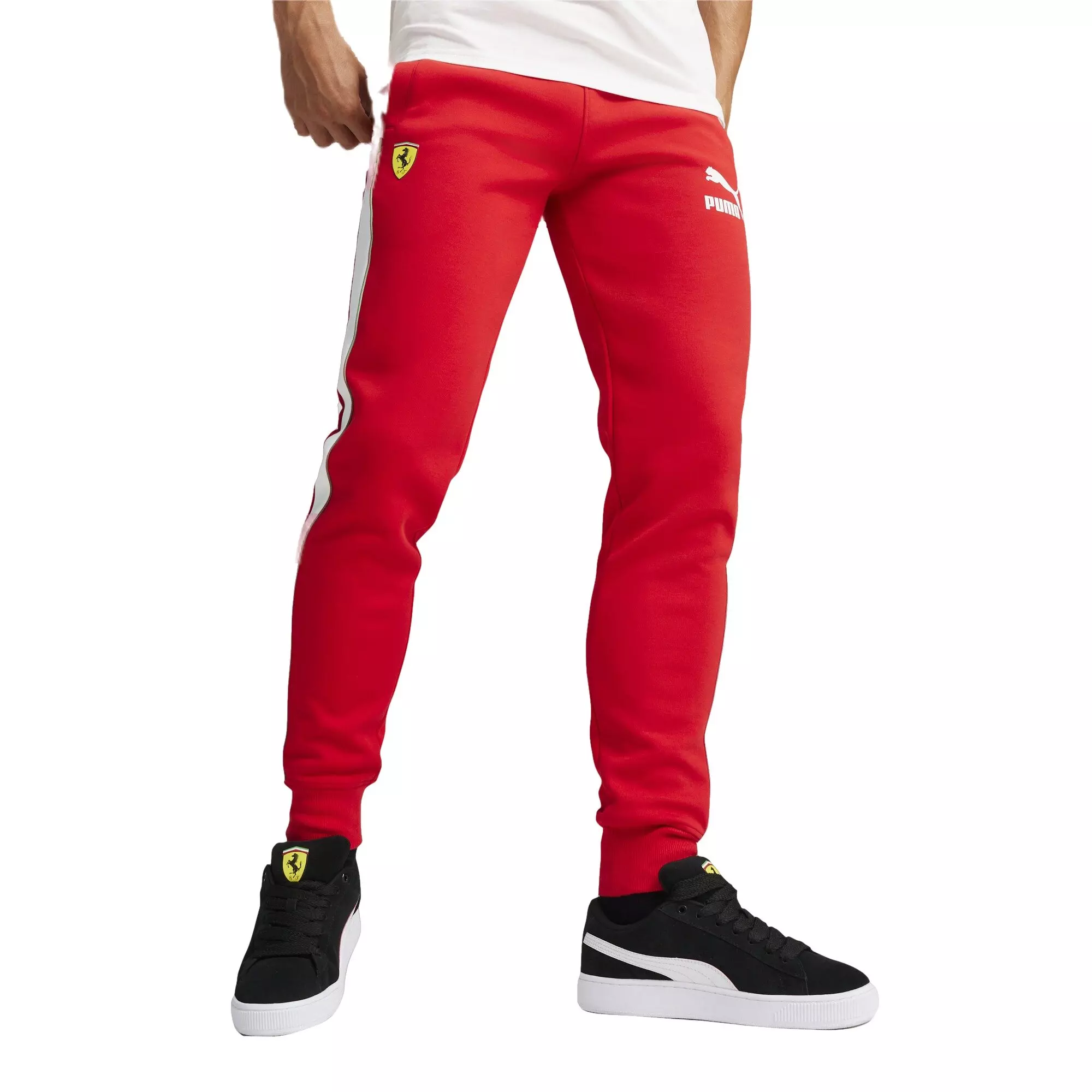 PUMA Men's Ferrari Race Iconic T7 Track Pants -Red - RED