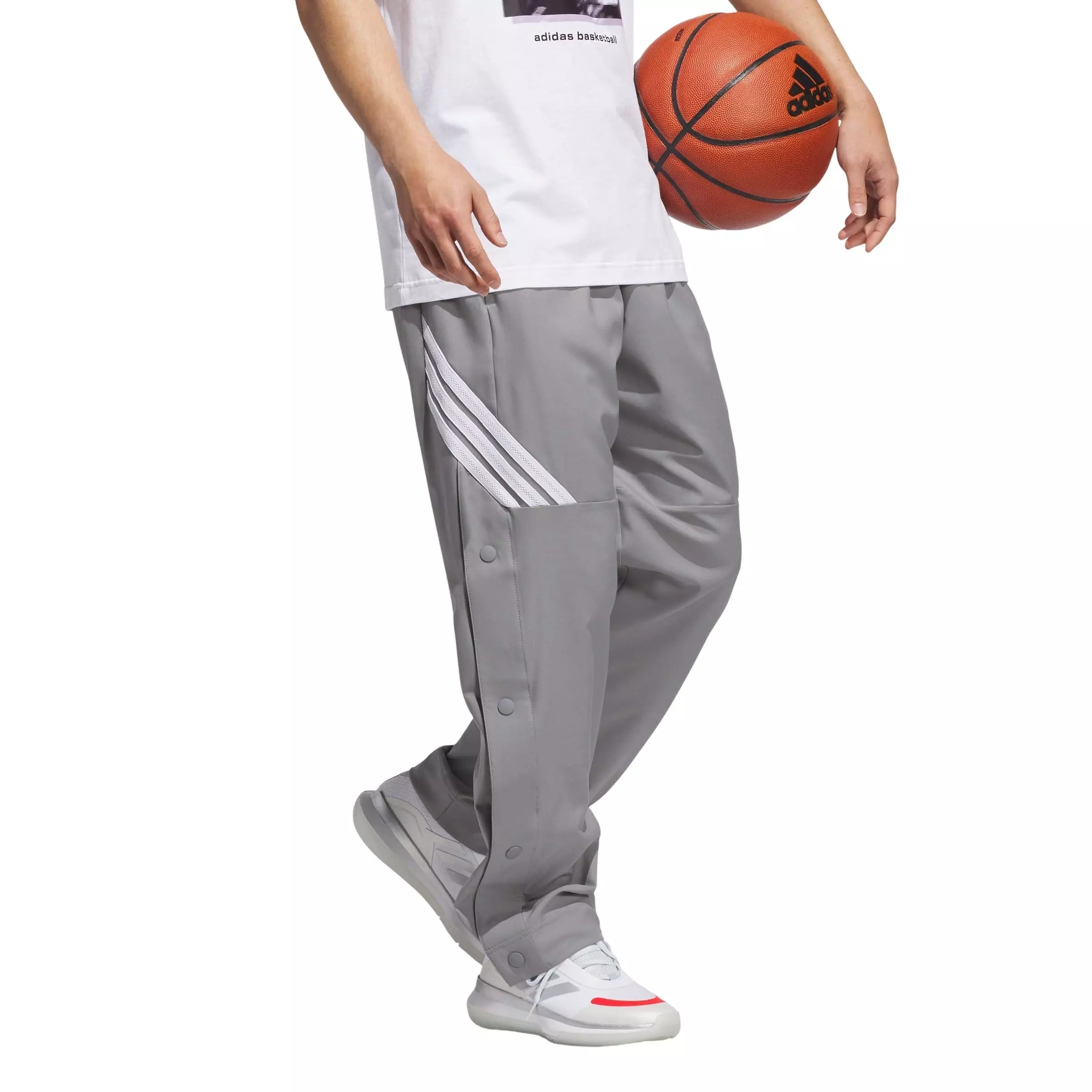 adidas Men's Crazy Lite Basketball Pants - Grey/White - GREY/WHITE