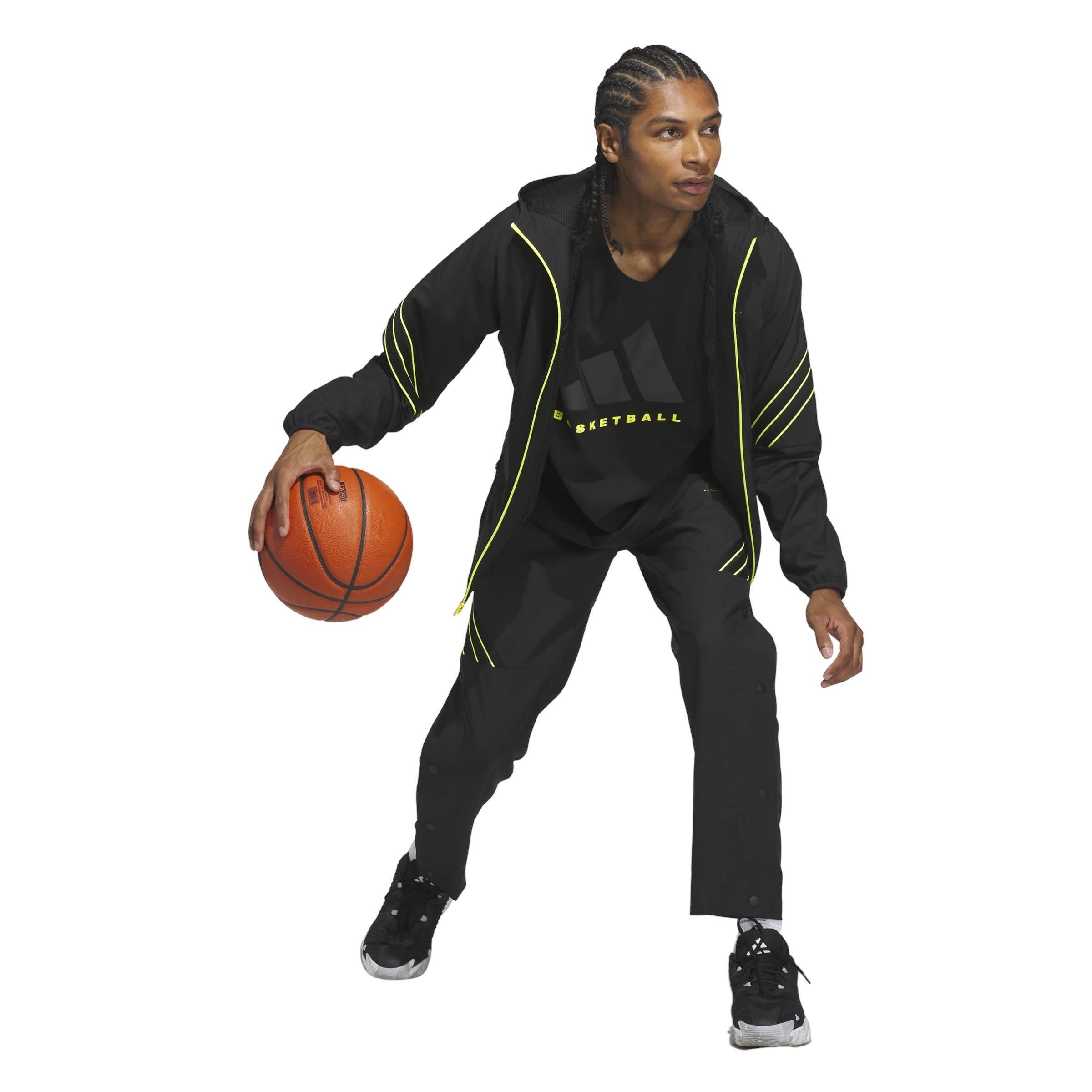 adidas Men's Crazy Lite Basketball Pants - Black/Lemon - BLACK/LEMON Thumbnail View 5