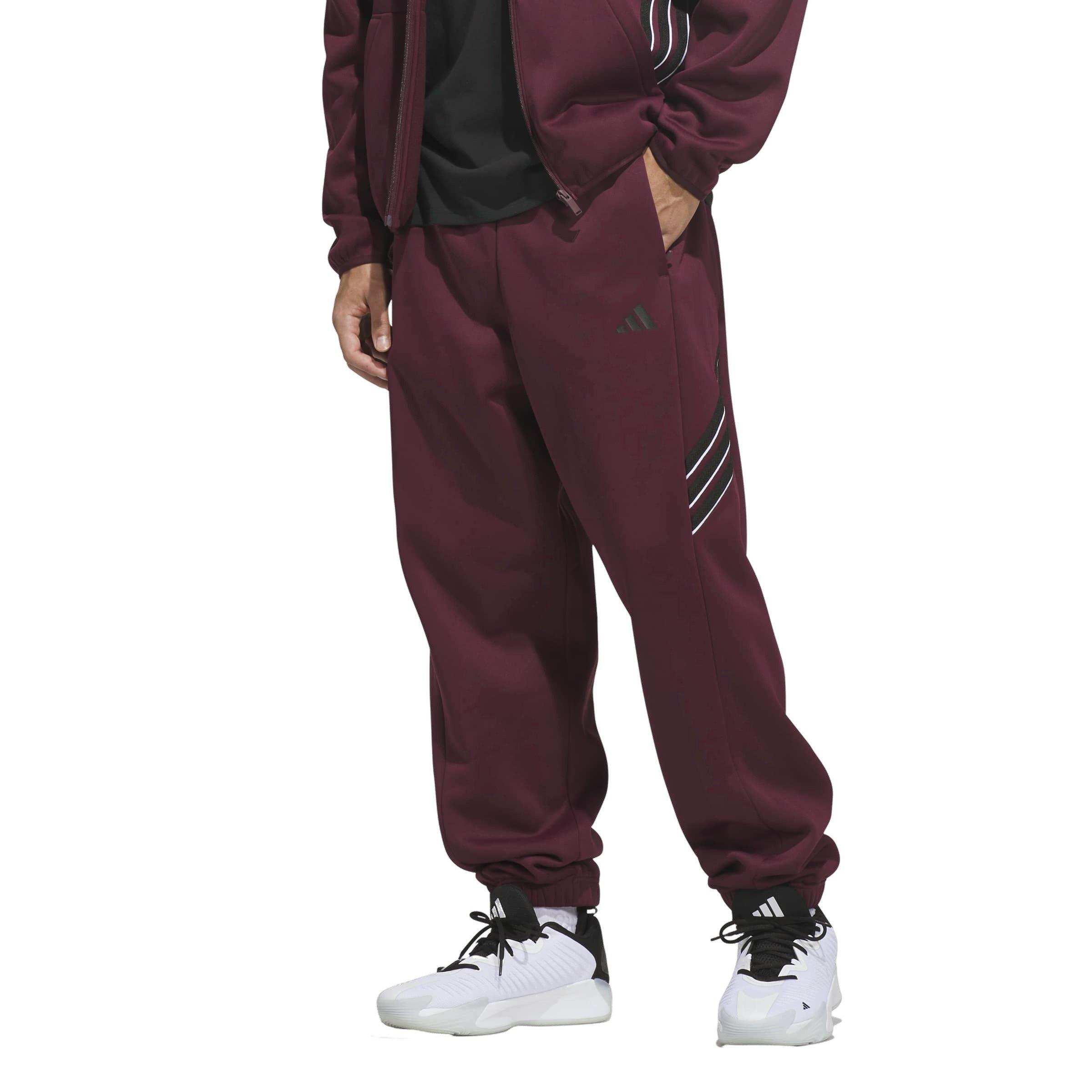 adidas Men's Crazy Warm Fleece Pants - Maroon - MAROON Thumbnail View 1