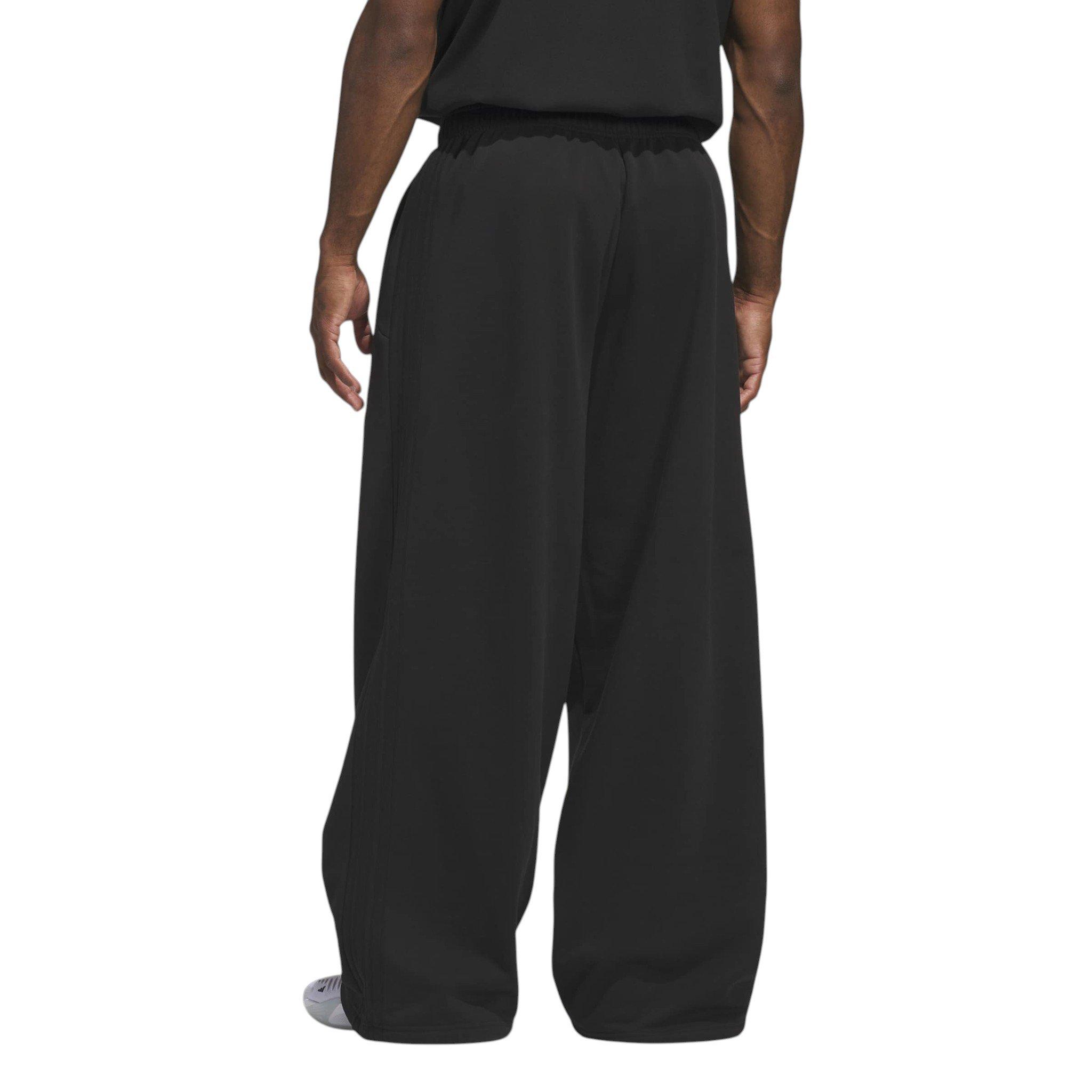 adidas Men's Basketball Fleece 3-Stripe Pant - Black - BLACK