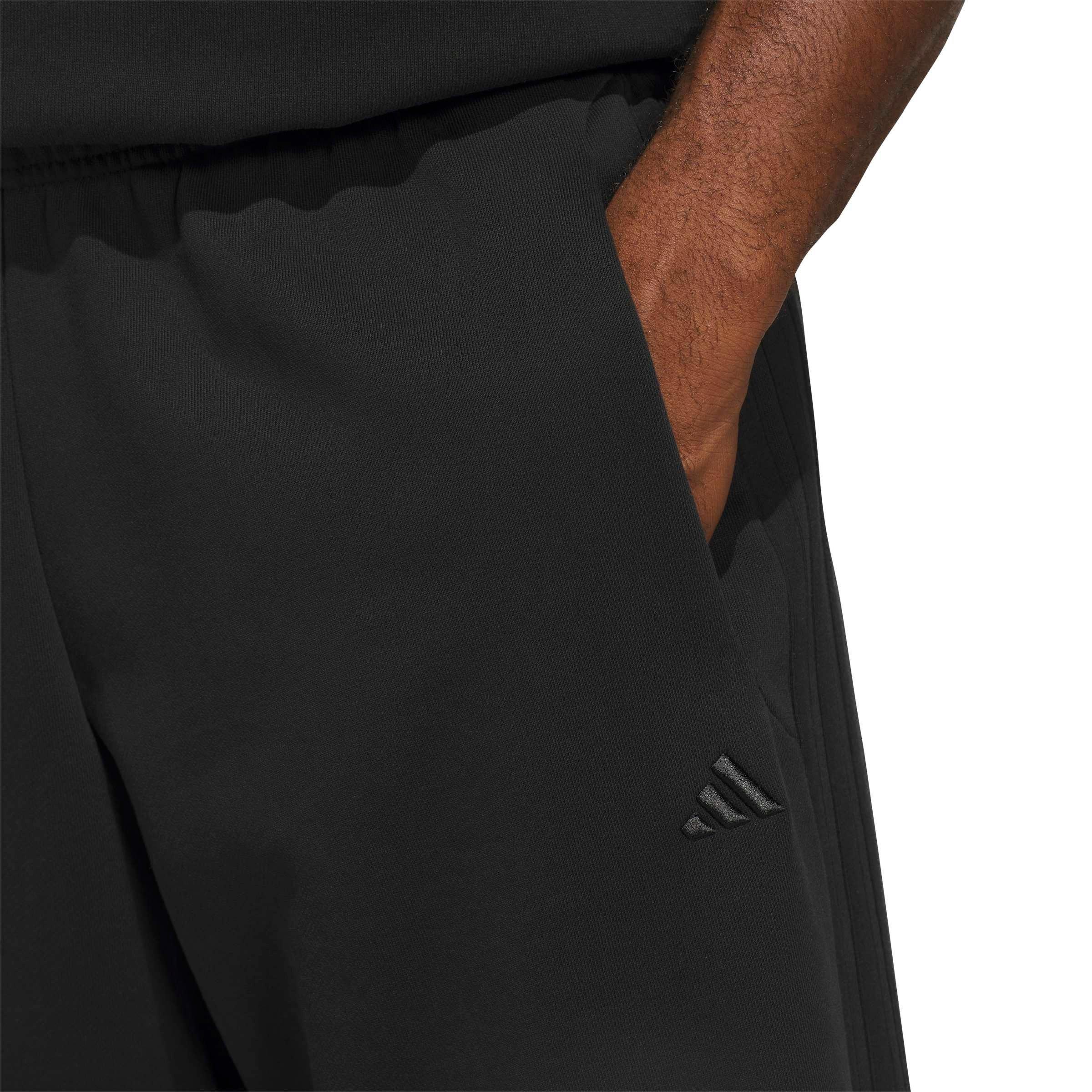 adidas Men's Basketball Fleece 3-Stripe Pant - Black - BLACK