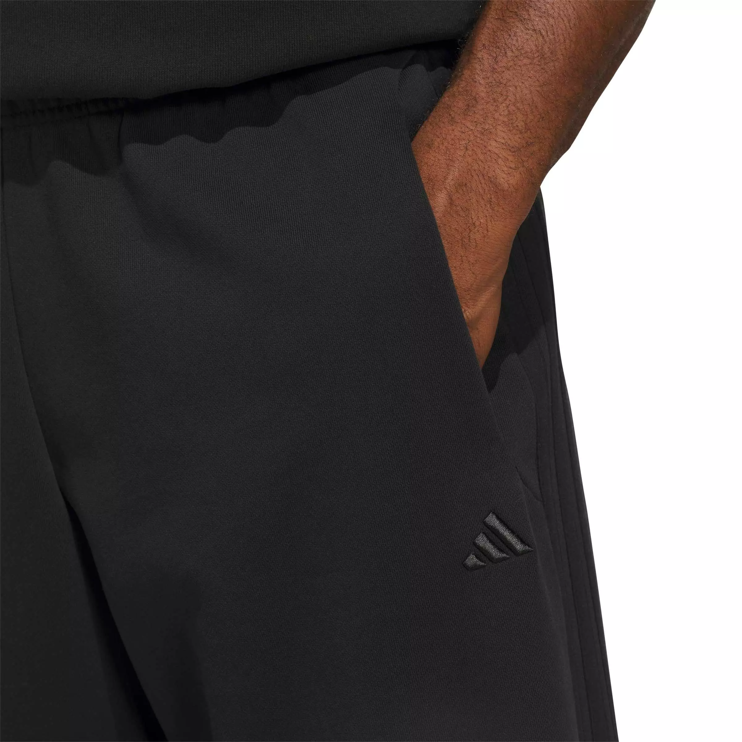 adidas Men's Basketball Fleece 3-Stripe Pant - Black - BLACK