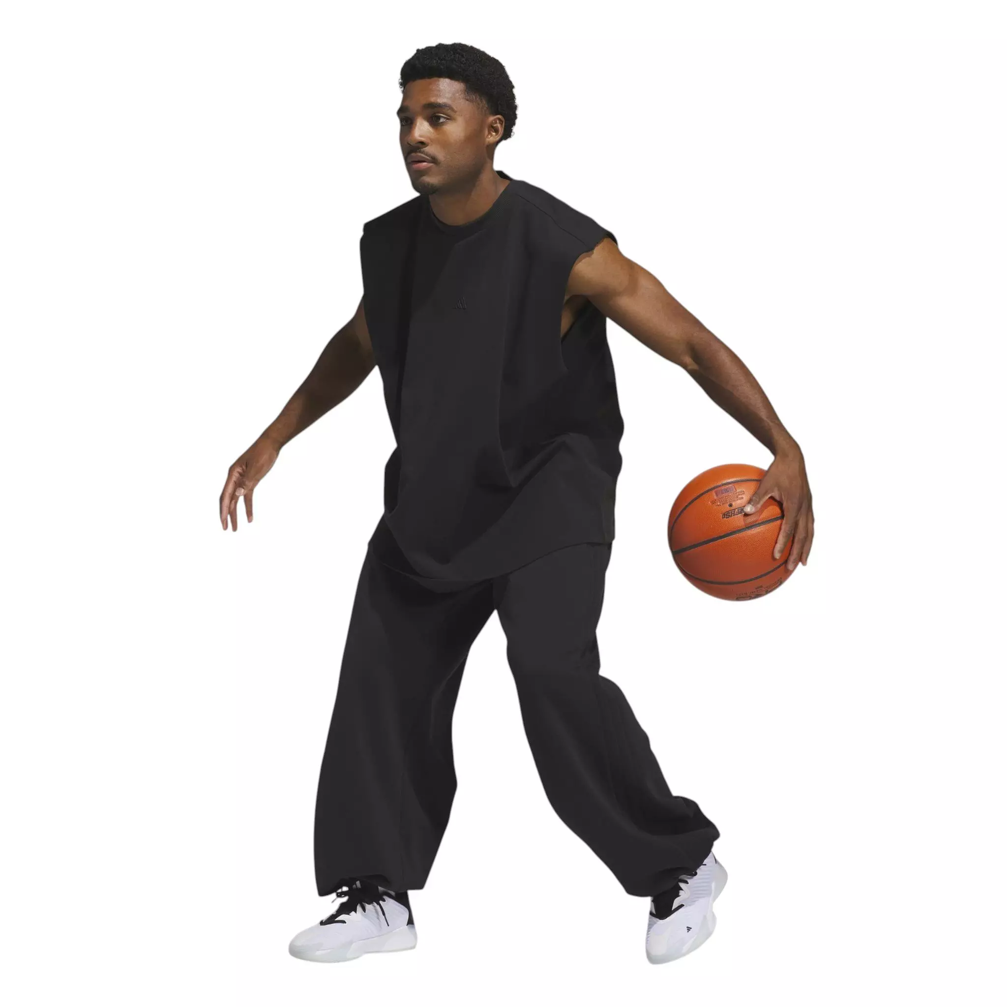 adidas Men's Basketball Fleece 3-Stripe Pant - Black - BLACK
