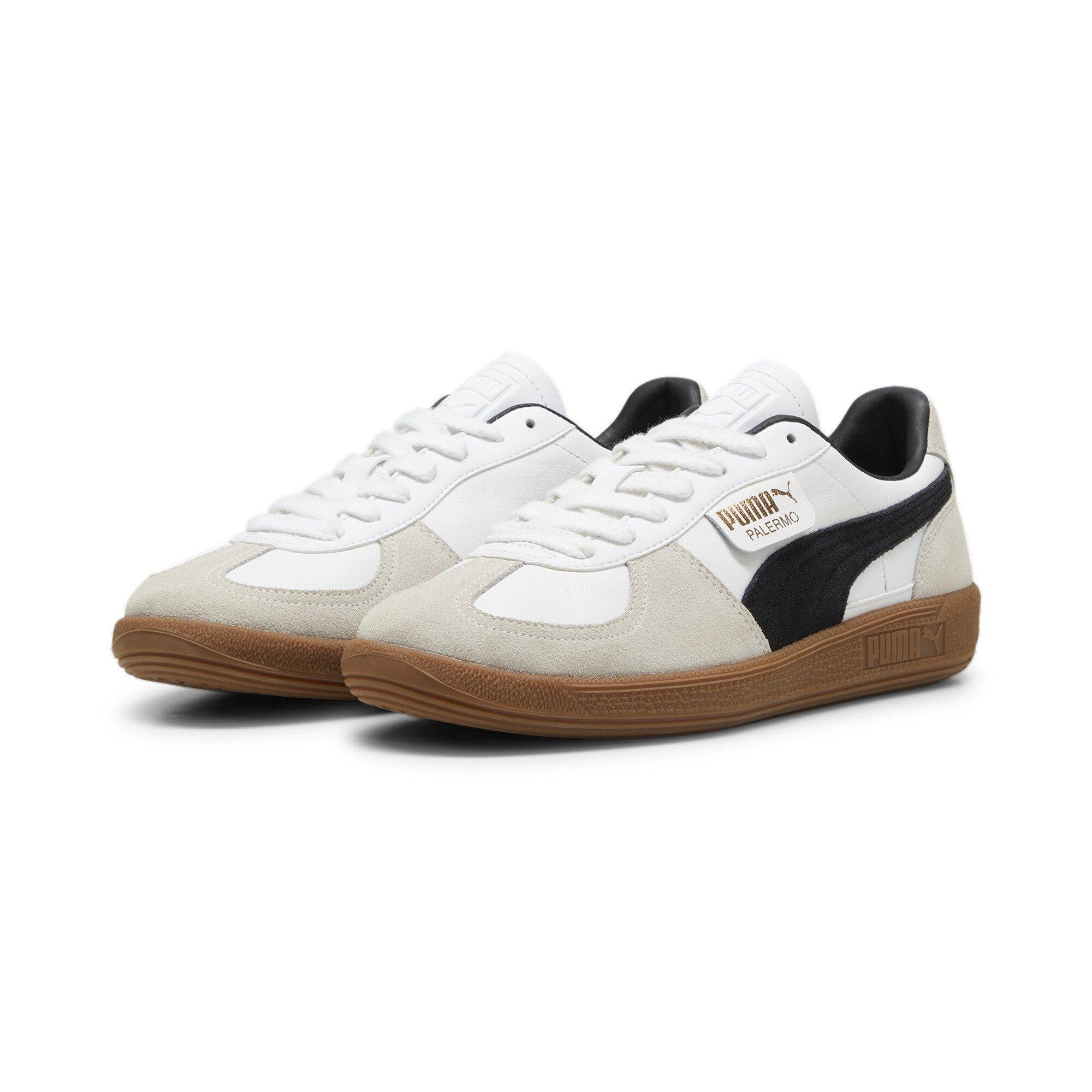 PUMA Palermo Leather "PUMA White/Vapor Grey/Gum" Men's Shoe - WHITE/GREY/GUM Thumbnail View 3