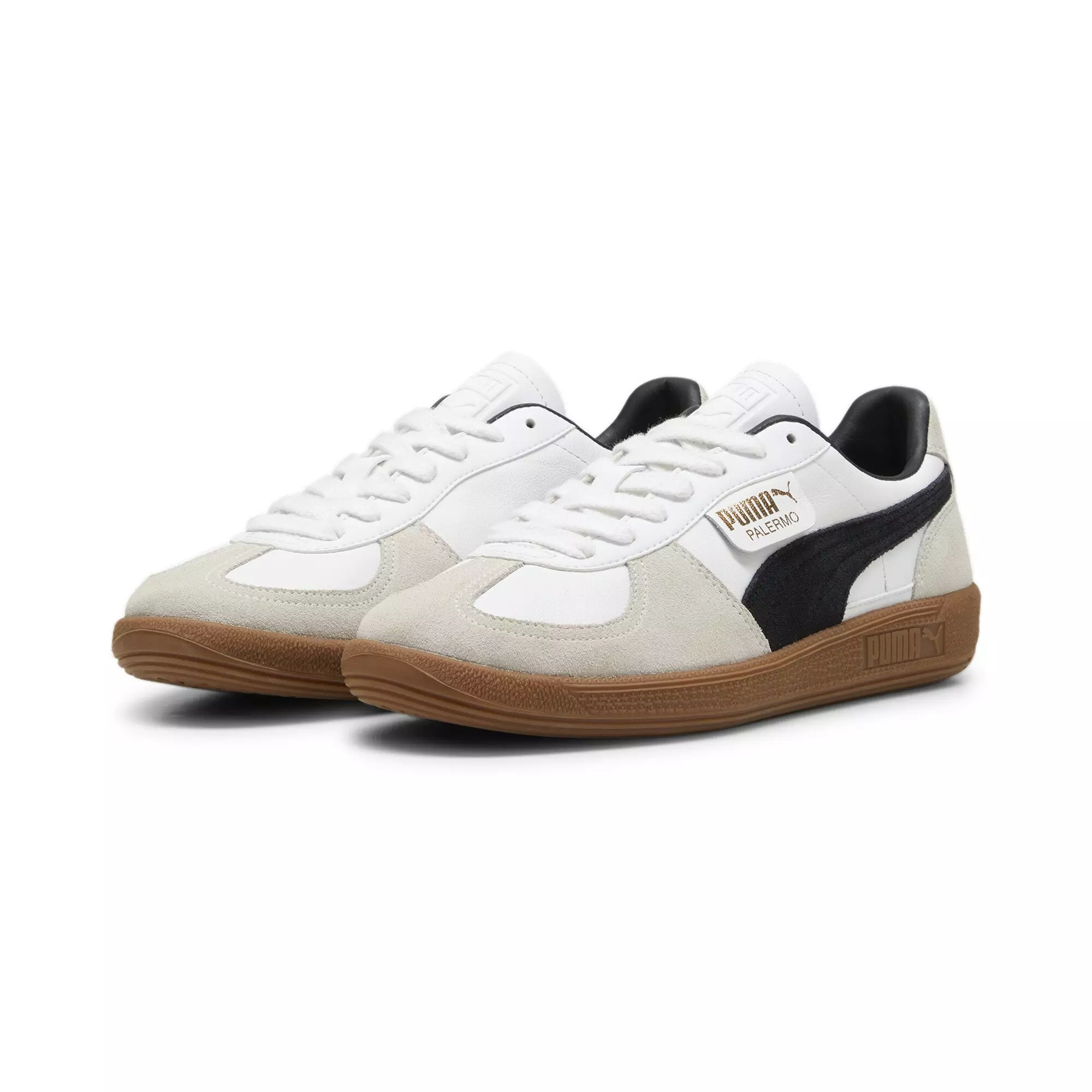 PUMA Palermo Leather "PUMA White/Vapor Grey/Gum" Men's Shoe - WHITE/GREY/GUM