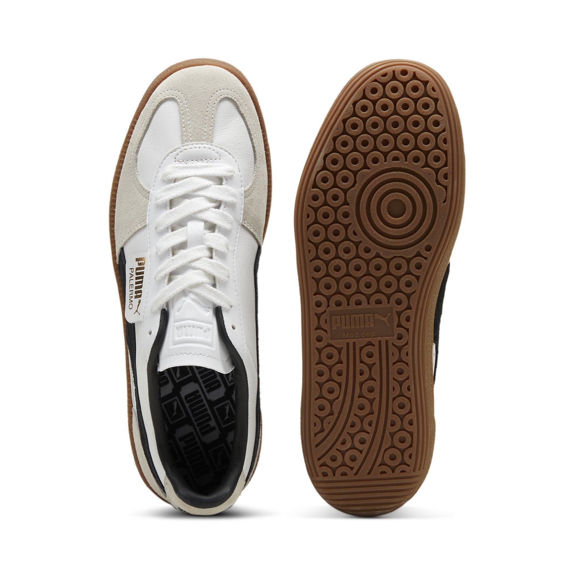 PUMA Palermo Leather "PUMA White/Vapor Grey/Gum" Men's Shoe - WHITE/GREY/GUM Thumbnail View 4