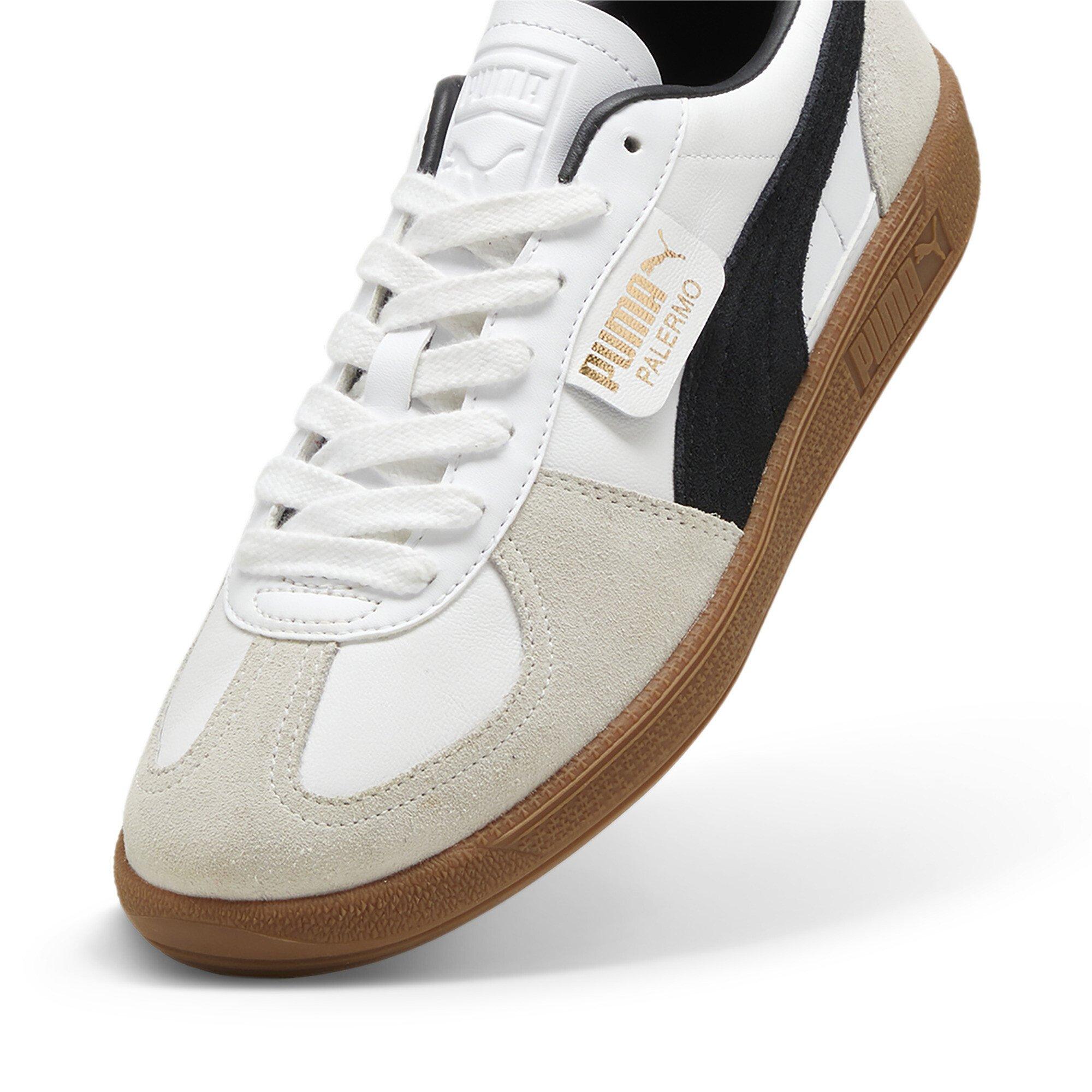 PUMA Palermo Leather "PUMA White/Vapor Grey/Gum" Men's Shoe - WHITE/GREY/GUM Thumbnail View 5