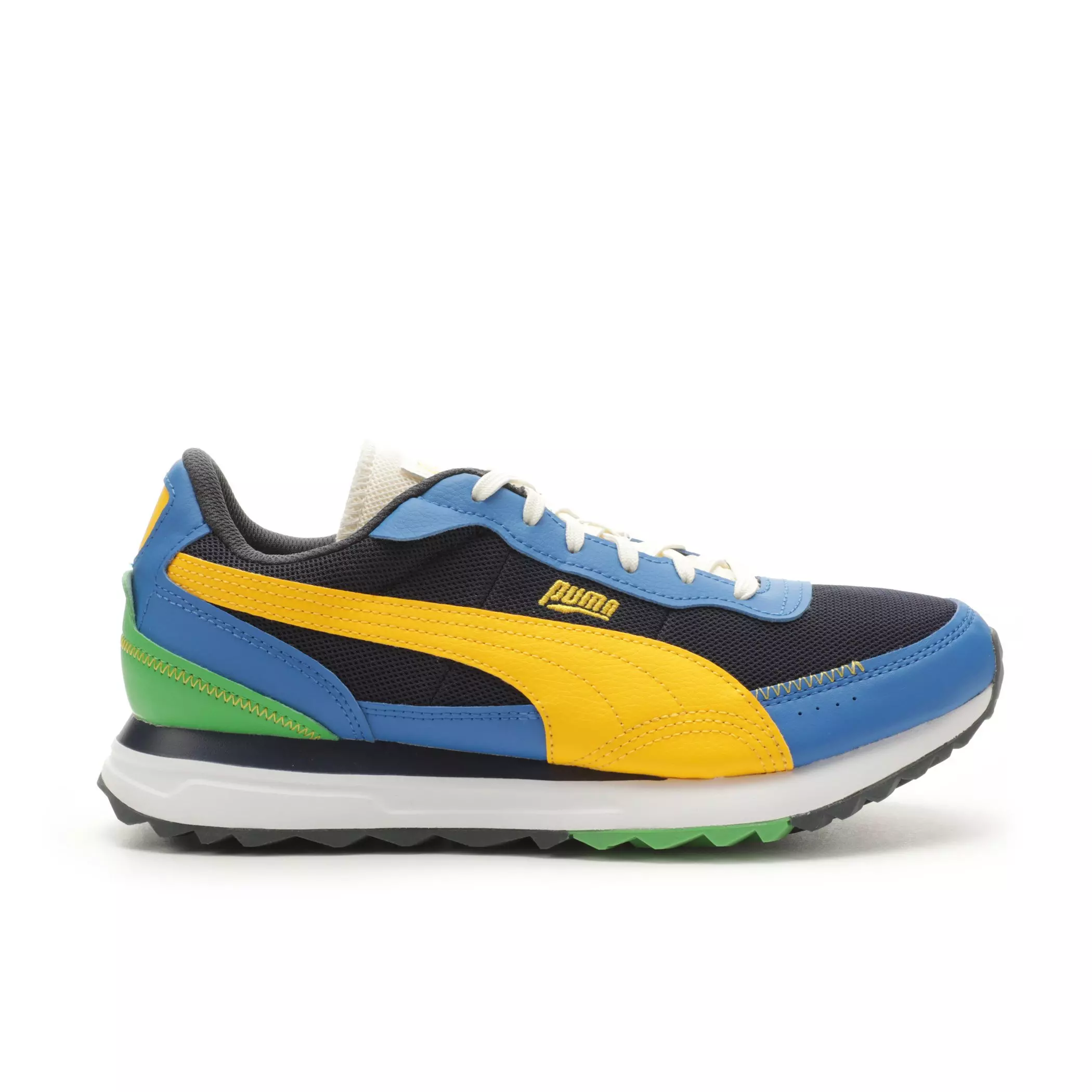 PUMA Road Rider Leather "PUMA Navy/Yellow Sizzle" Men's Shoe - NAVY/YELLOW