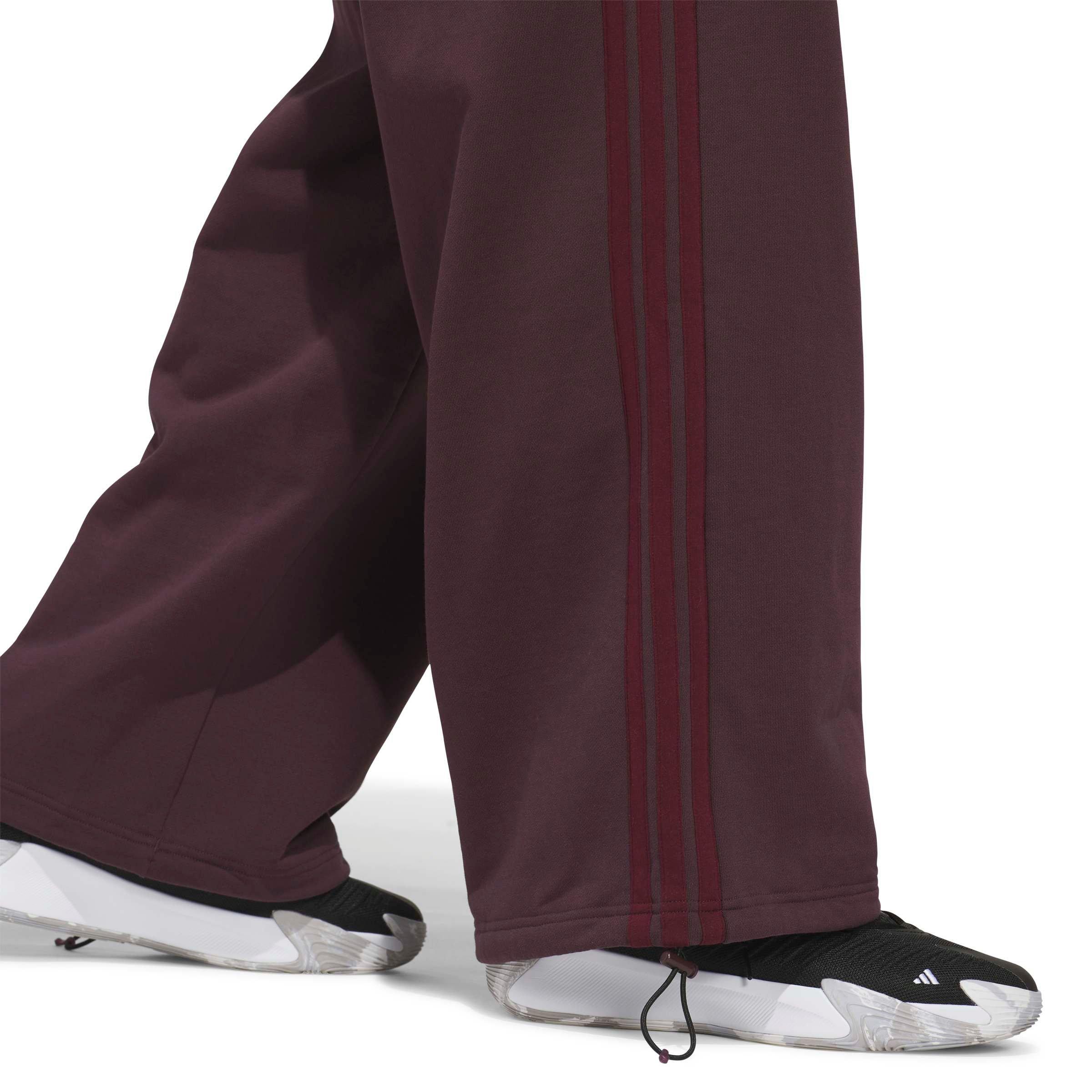 adidas Men's Basketball Fleece 3-Stripe Pants - Maroon - MAROON